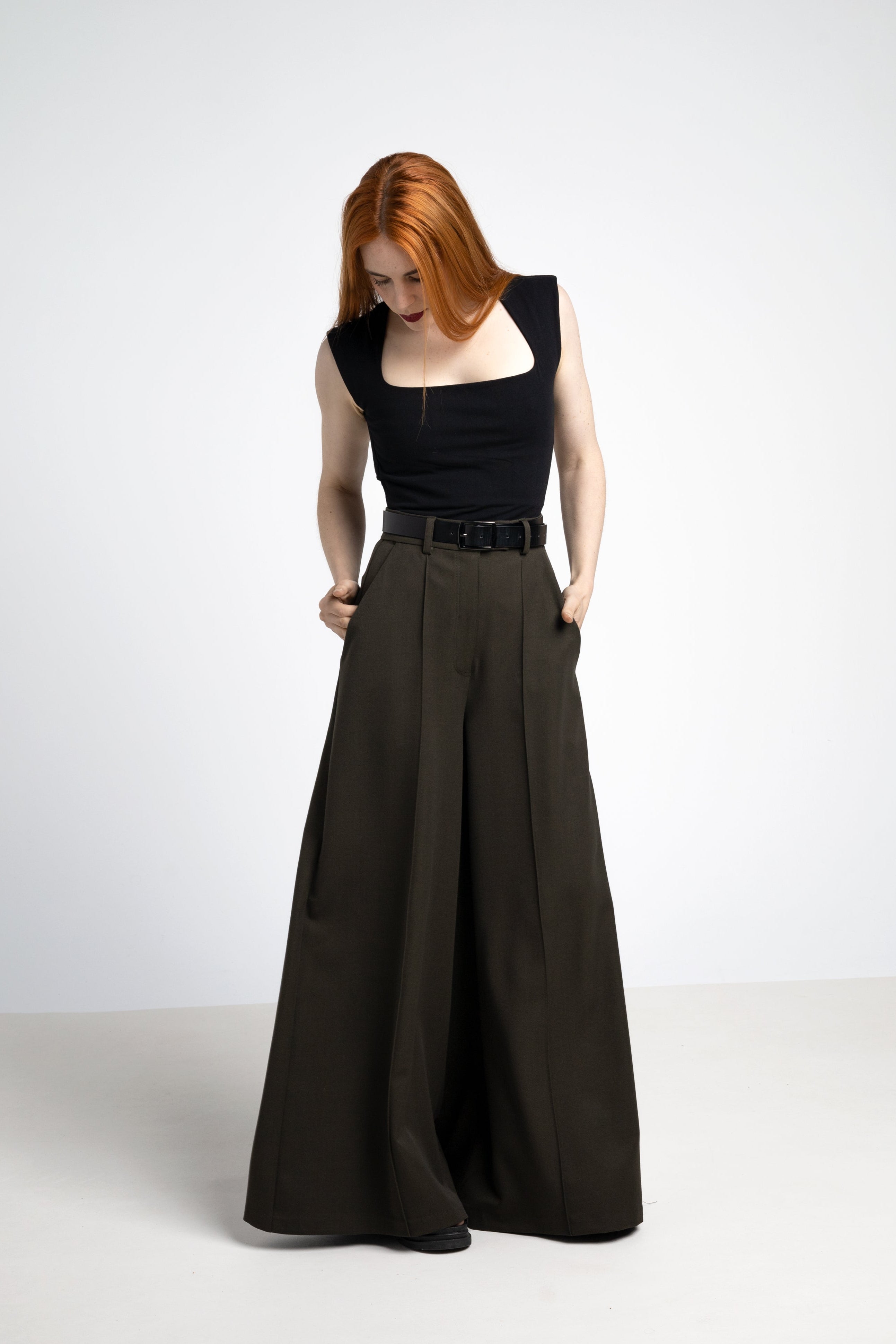 Elephant wide leg trousers - Dark army green