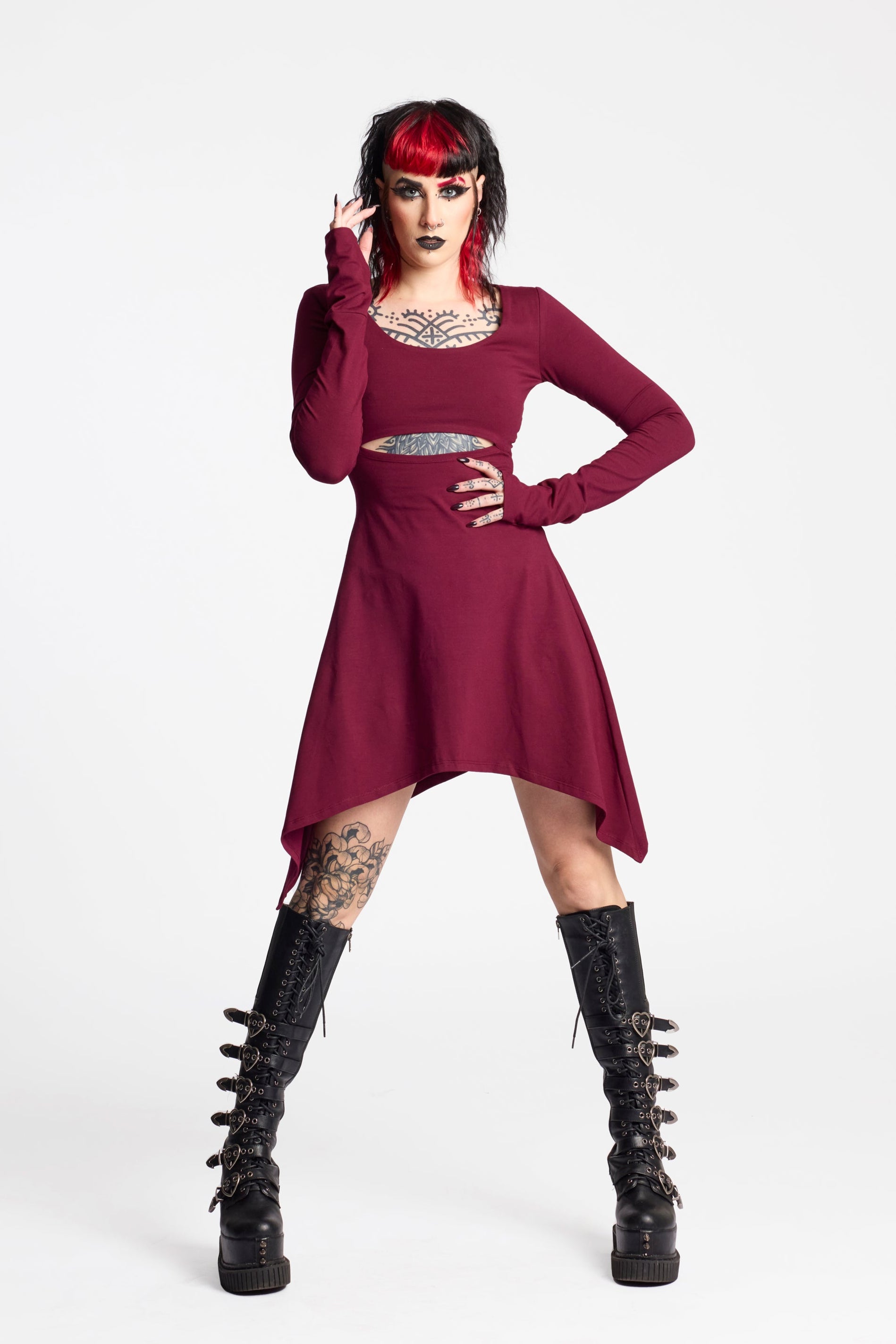 Bordeaux Asymmetrical Fairy Tunic Dress | Organic Cotton Boho Pixie Tunic