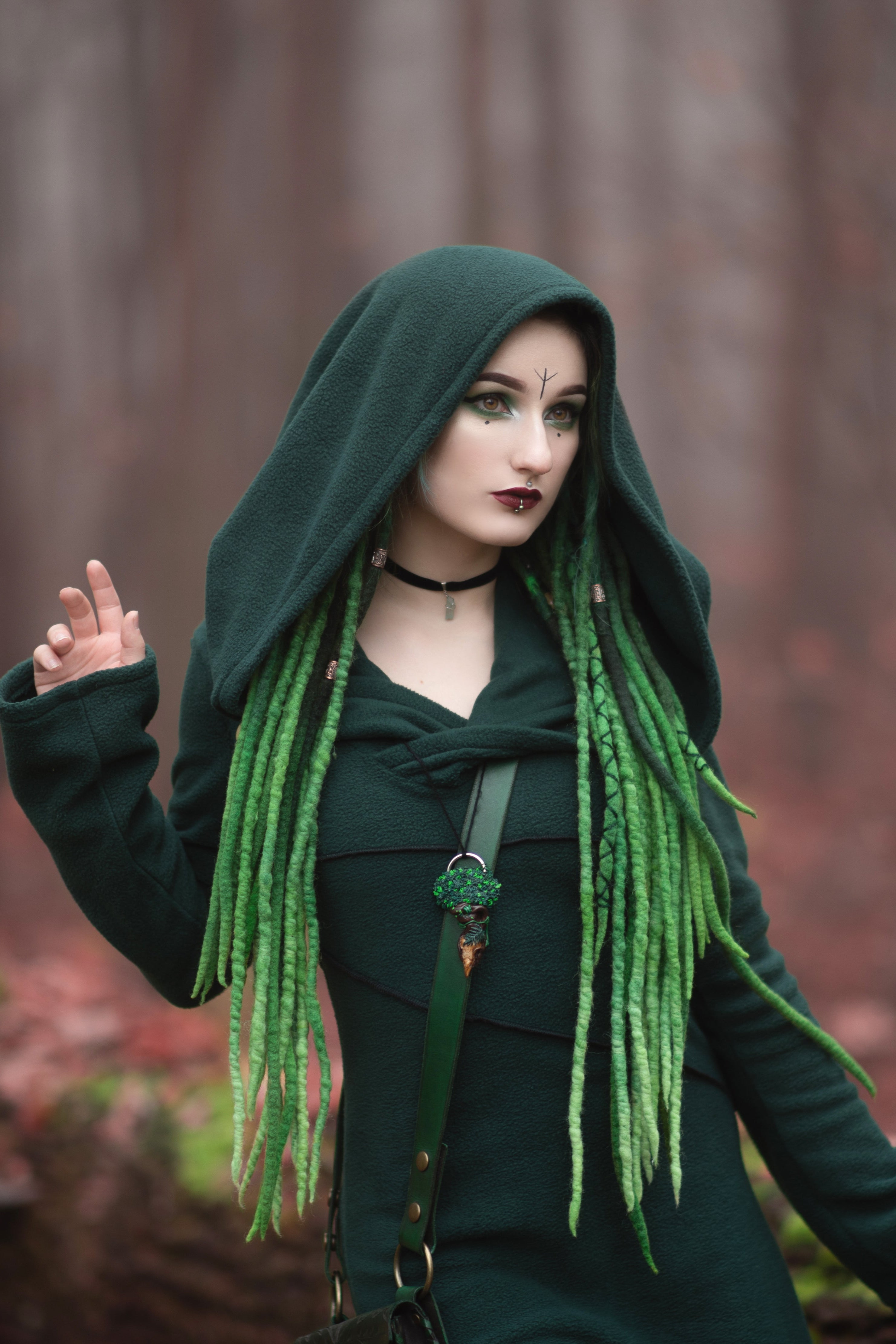 Black Elven Hooded Fleece Coat – Pixie hoodie with Maxi Hood
