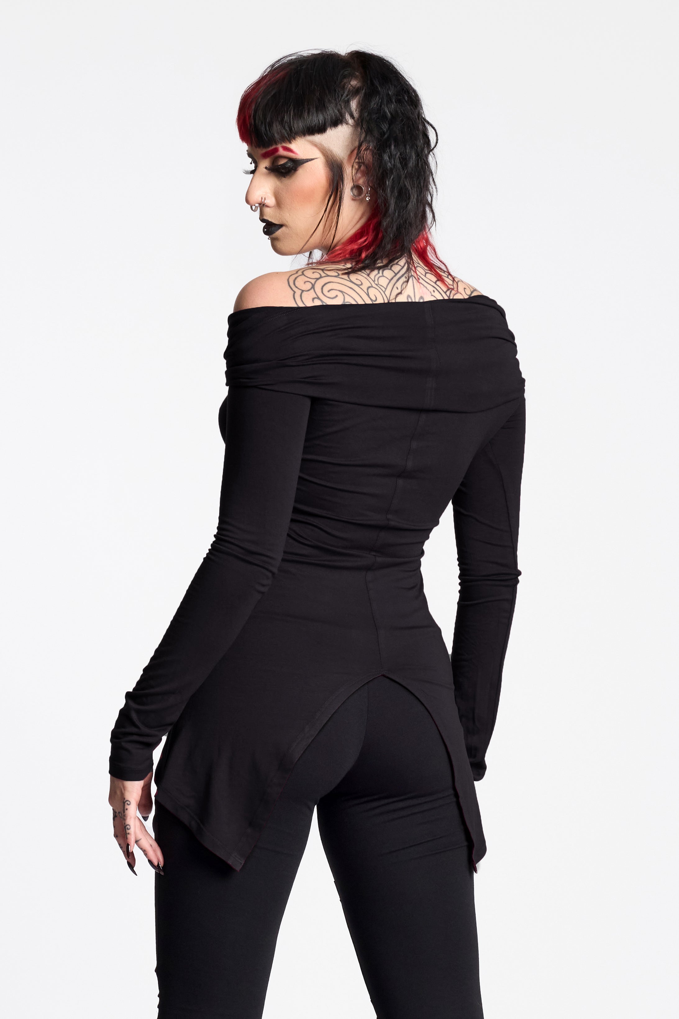 Black cowl neck top - Hikari top