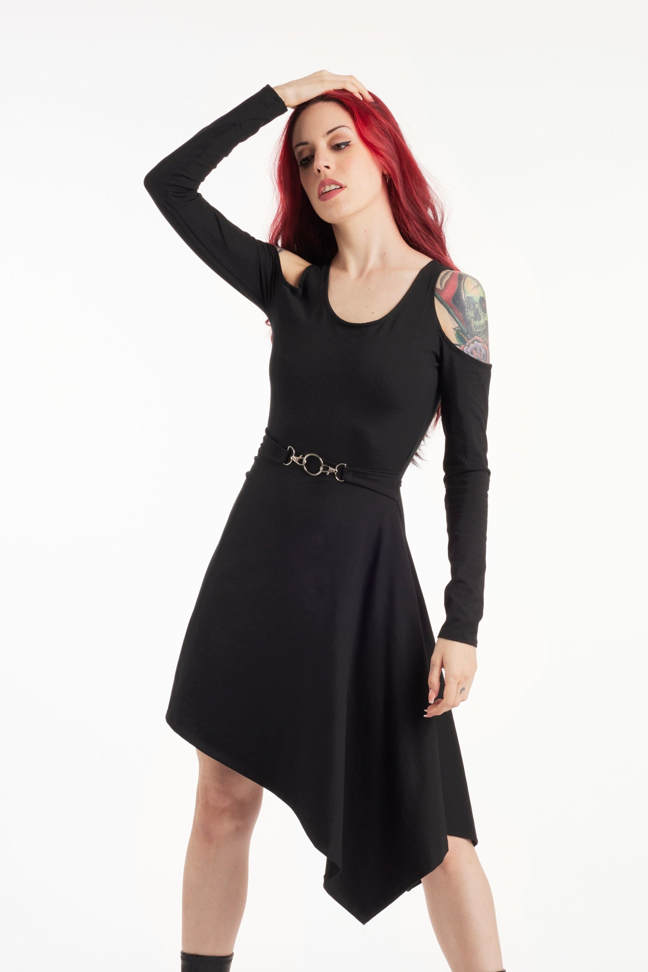 Goth Black Asymmetric Dress – Fairy and Elven Style