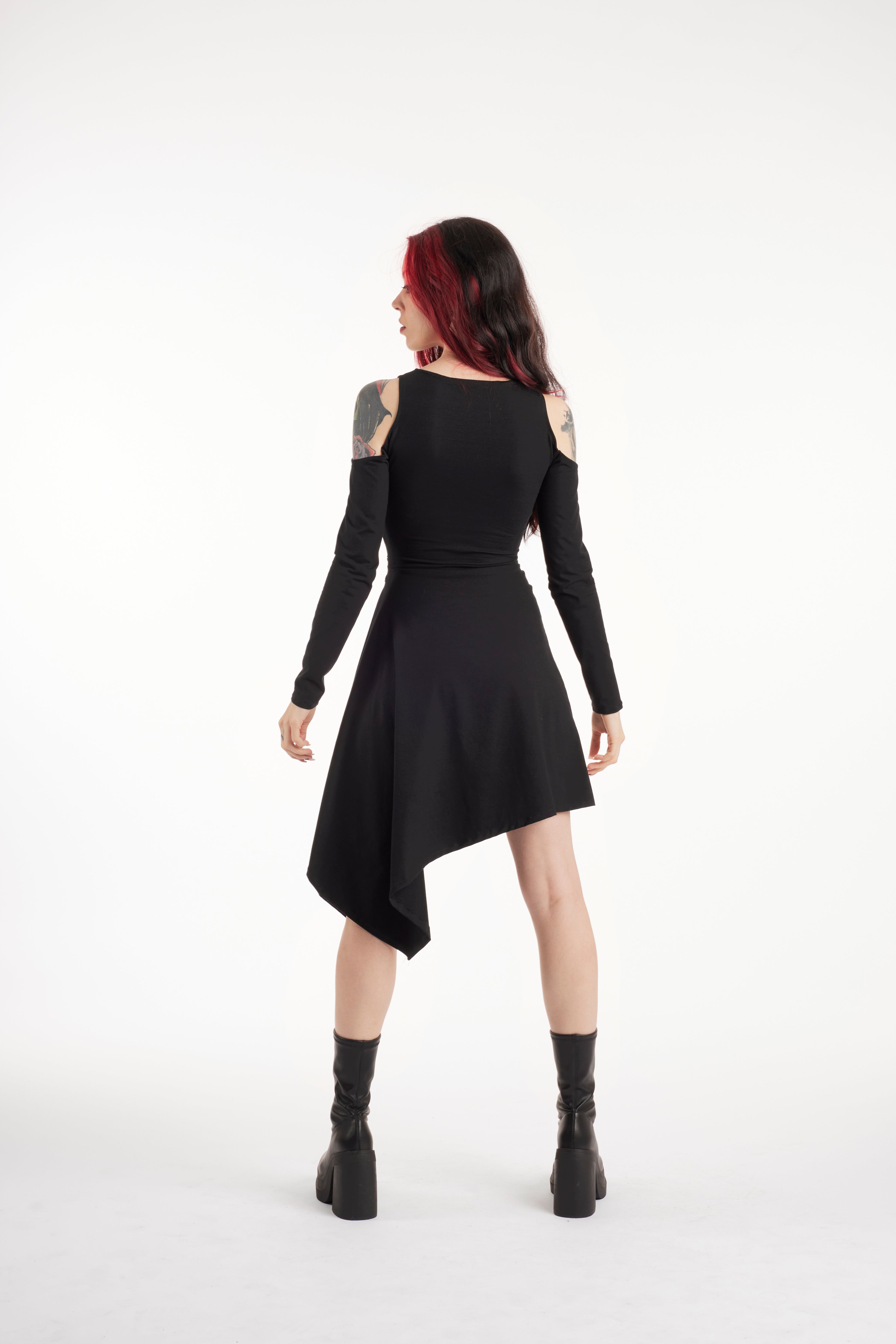 Goth Black Asymmetric Dress – Fairy and Elven Style