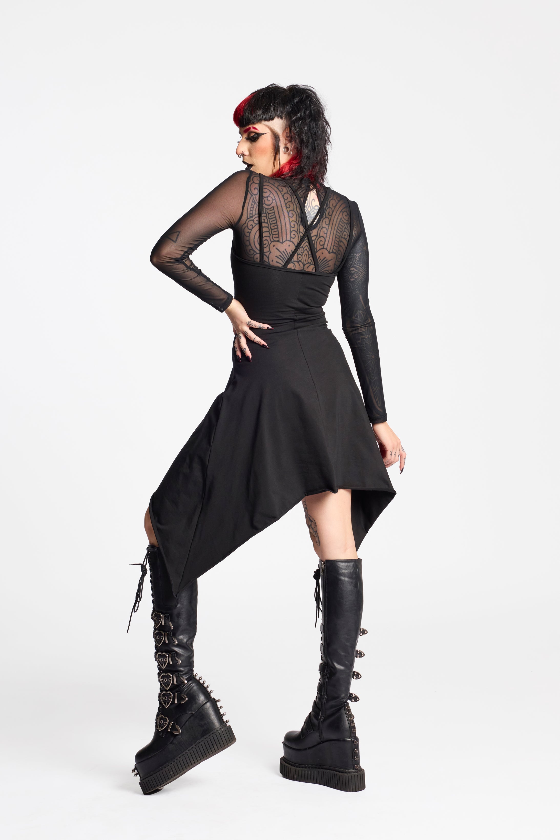 Fairy black Gothic Asymmetrical Festival Dress