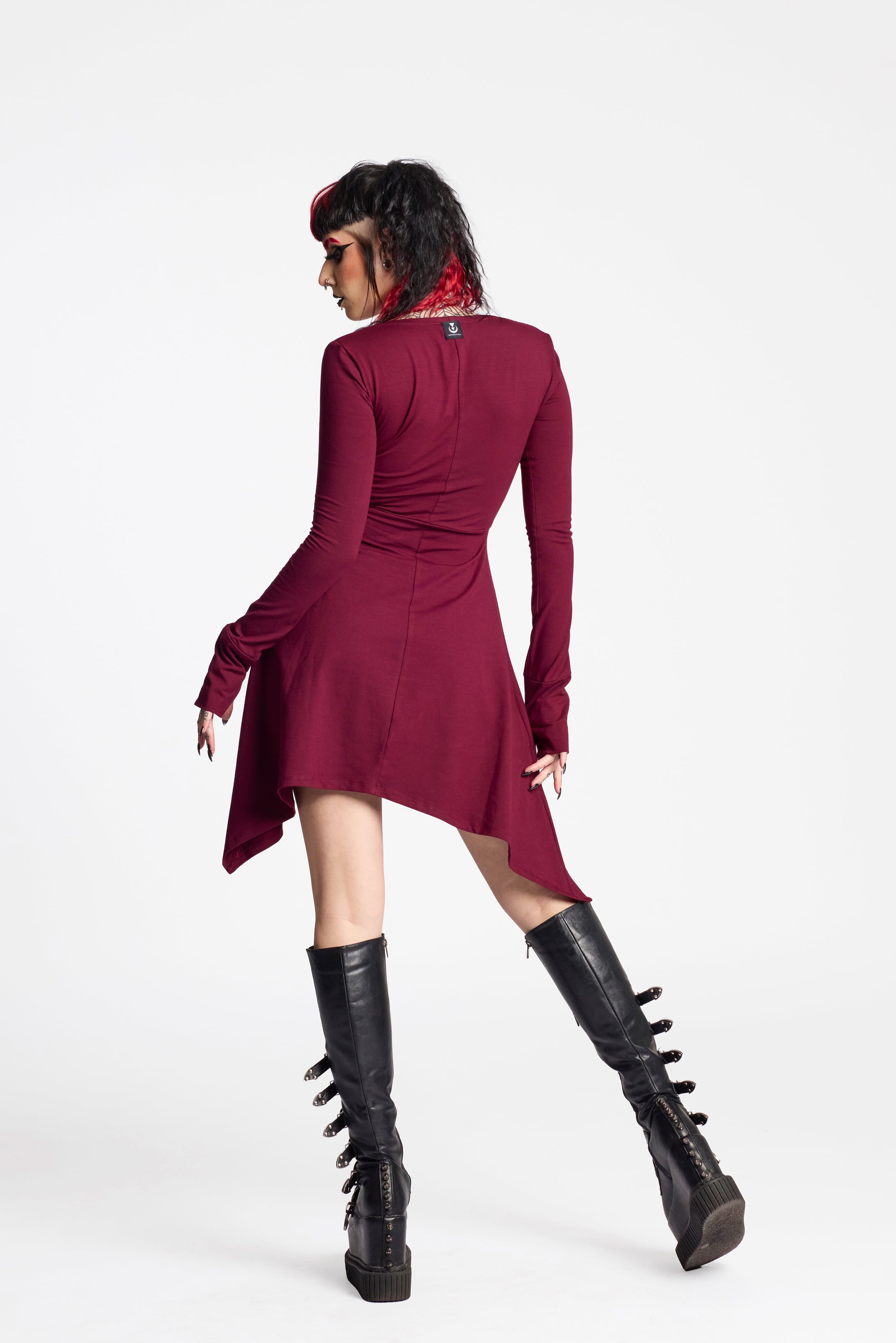 Bordeaux Asymmetrical Fairy Tunic Dress | Organic Cotton Boho Pixie Tunic