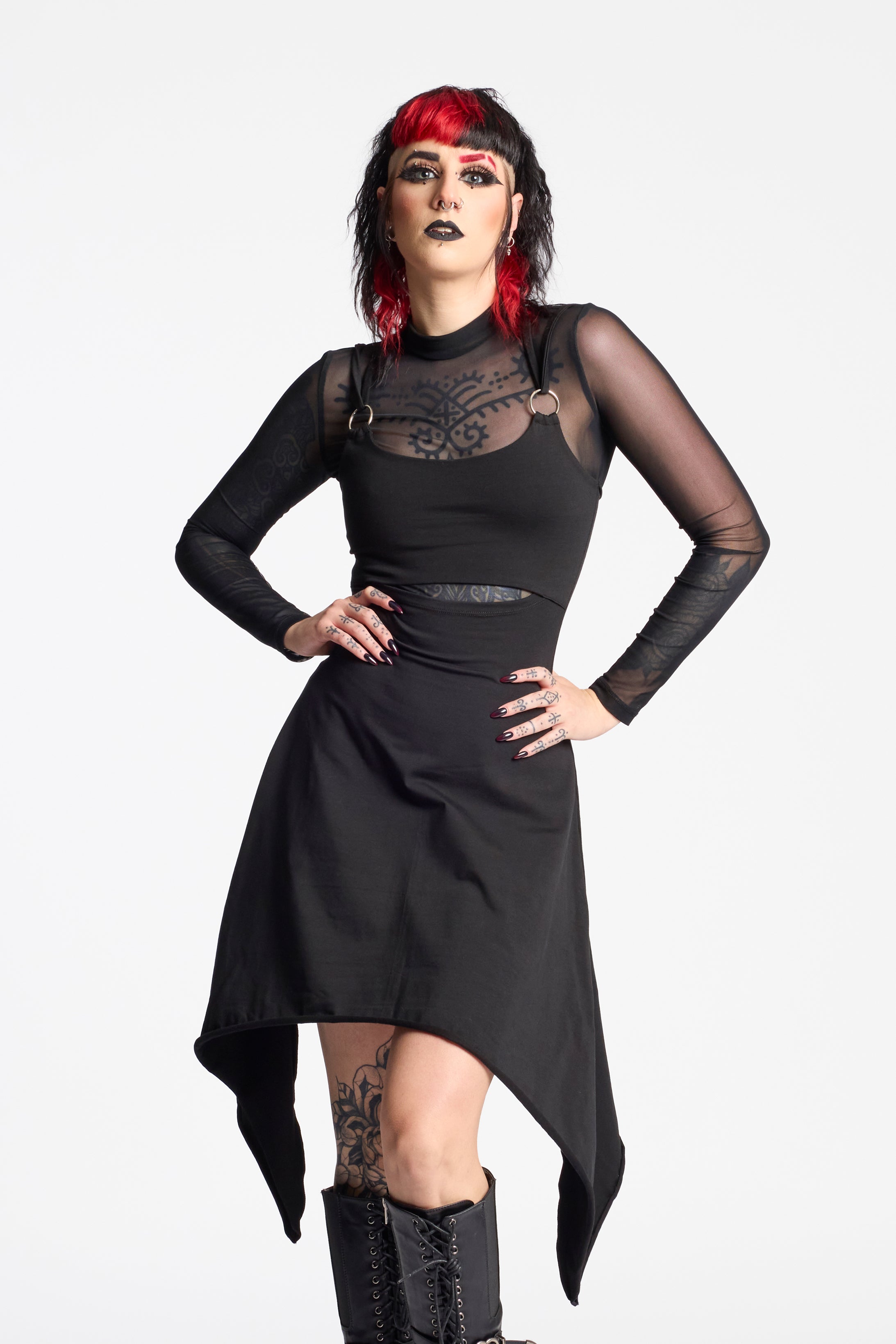 Fairy black Gothic Asymmetrical Festival Dress