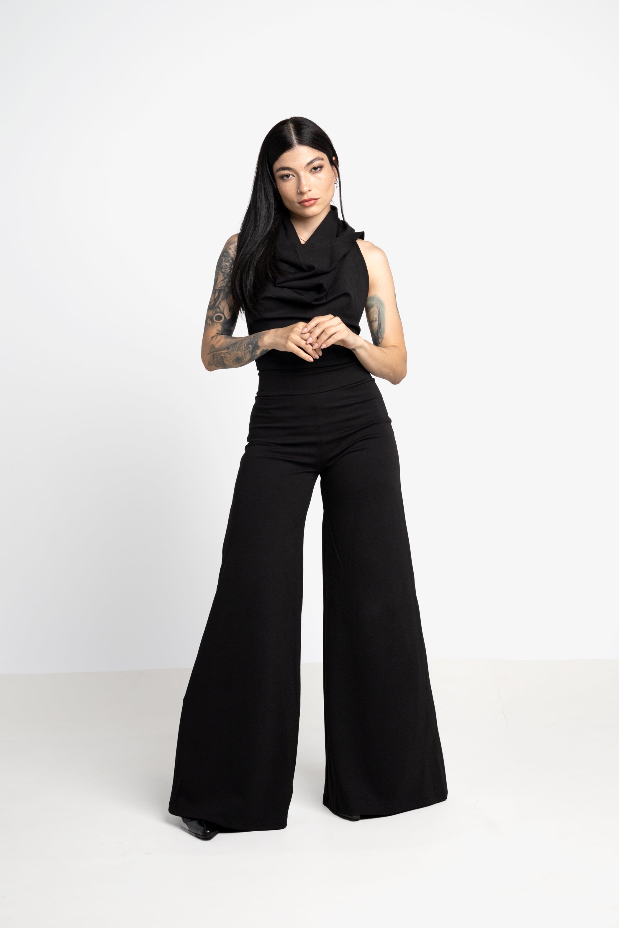 Backless hooded wide leg jumpsuit