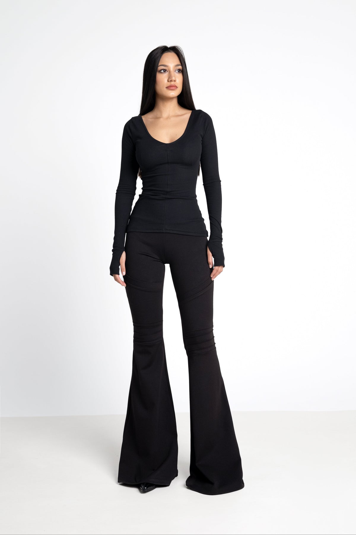 Flare bottoms with front pockets