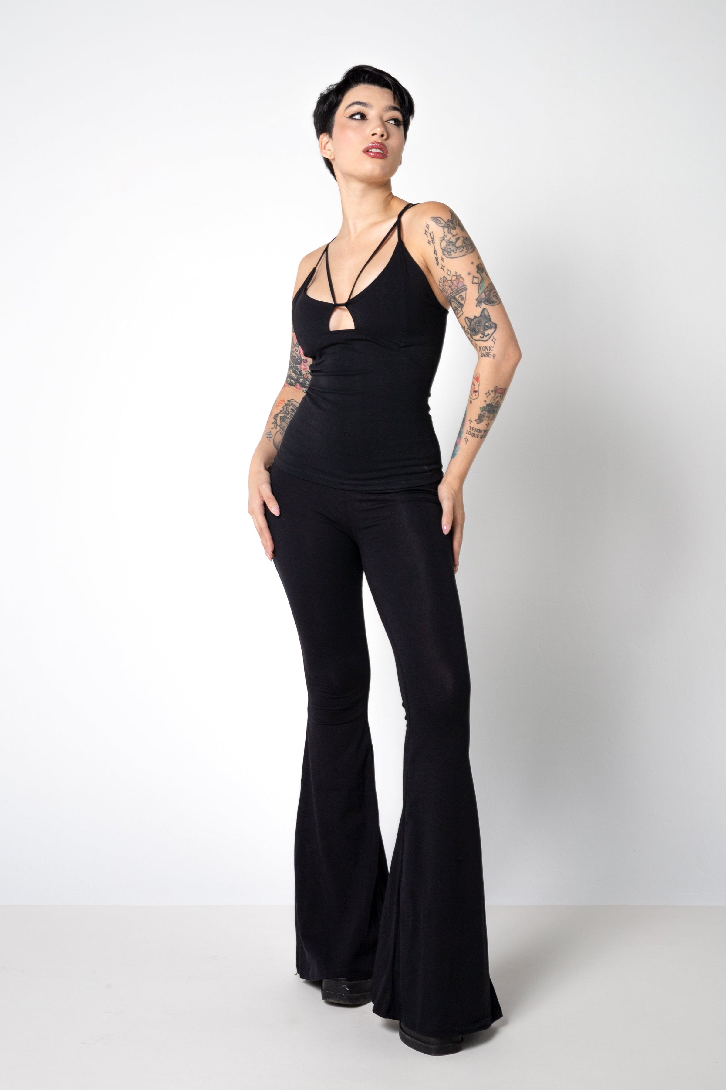 Pantalones de algodón orgánico Black Flare