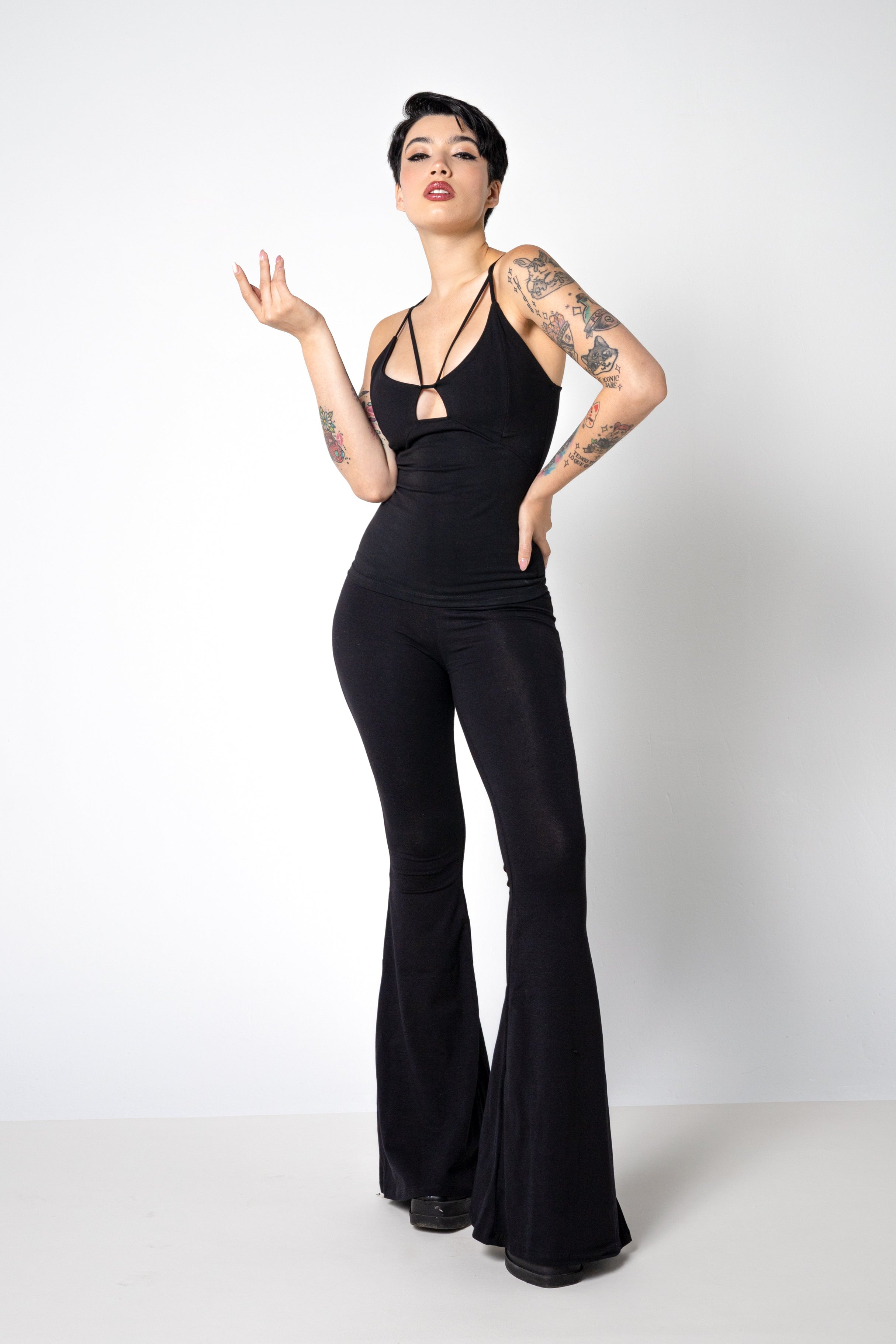 Pantalones de algodón orgánico Black Flare