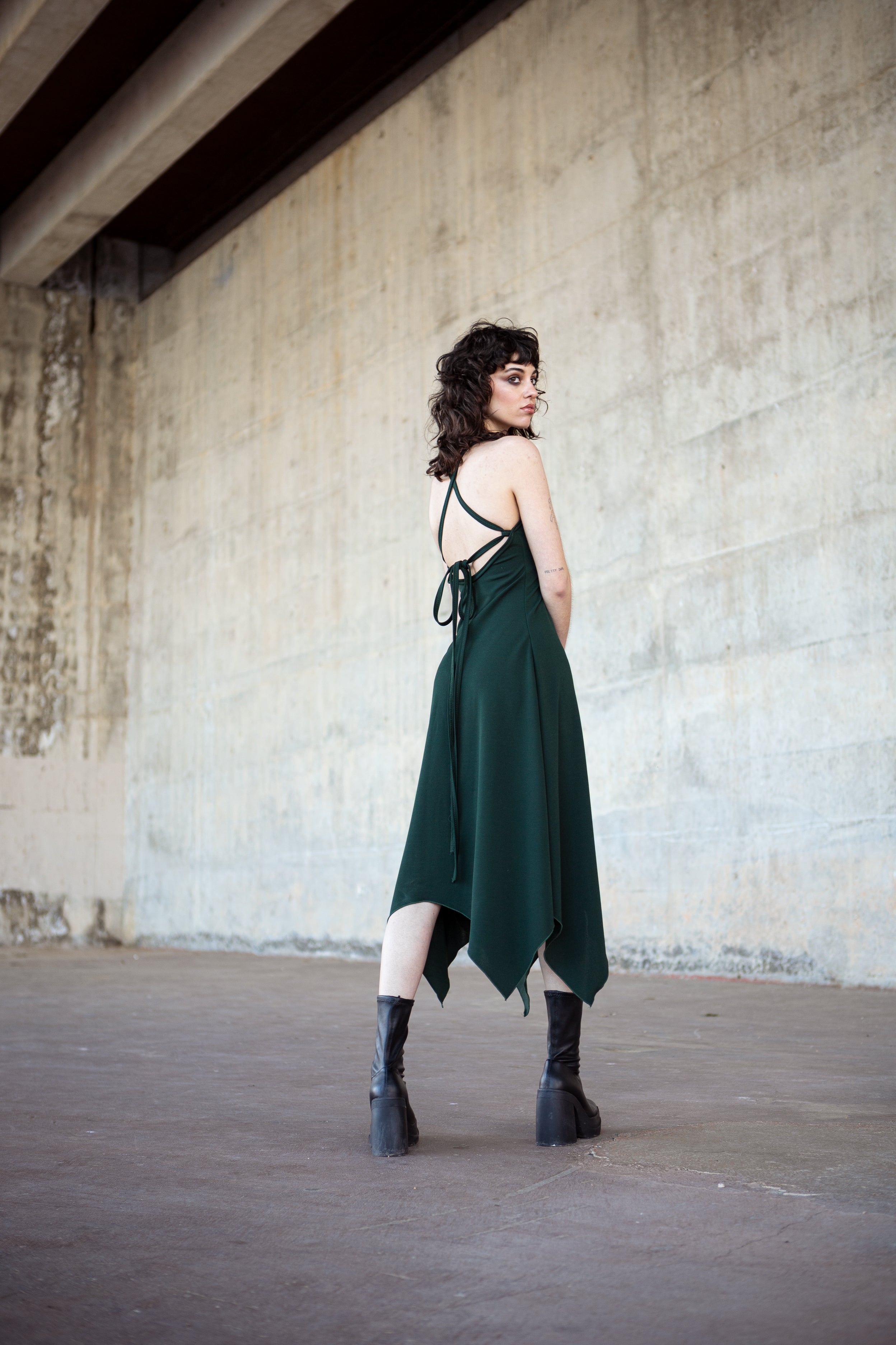 Emeral green faery maxi halter backless dress