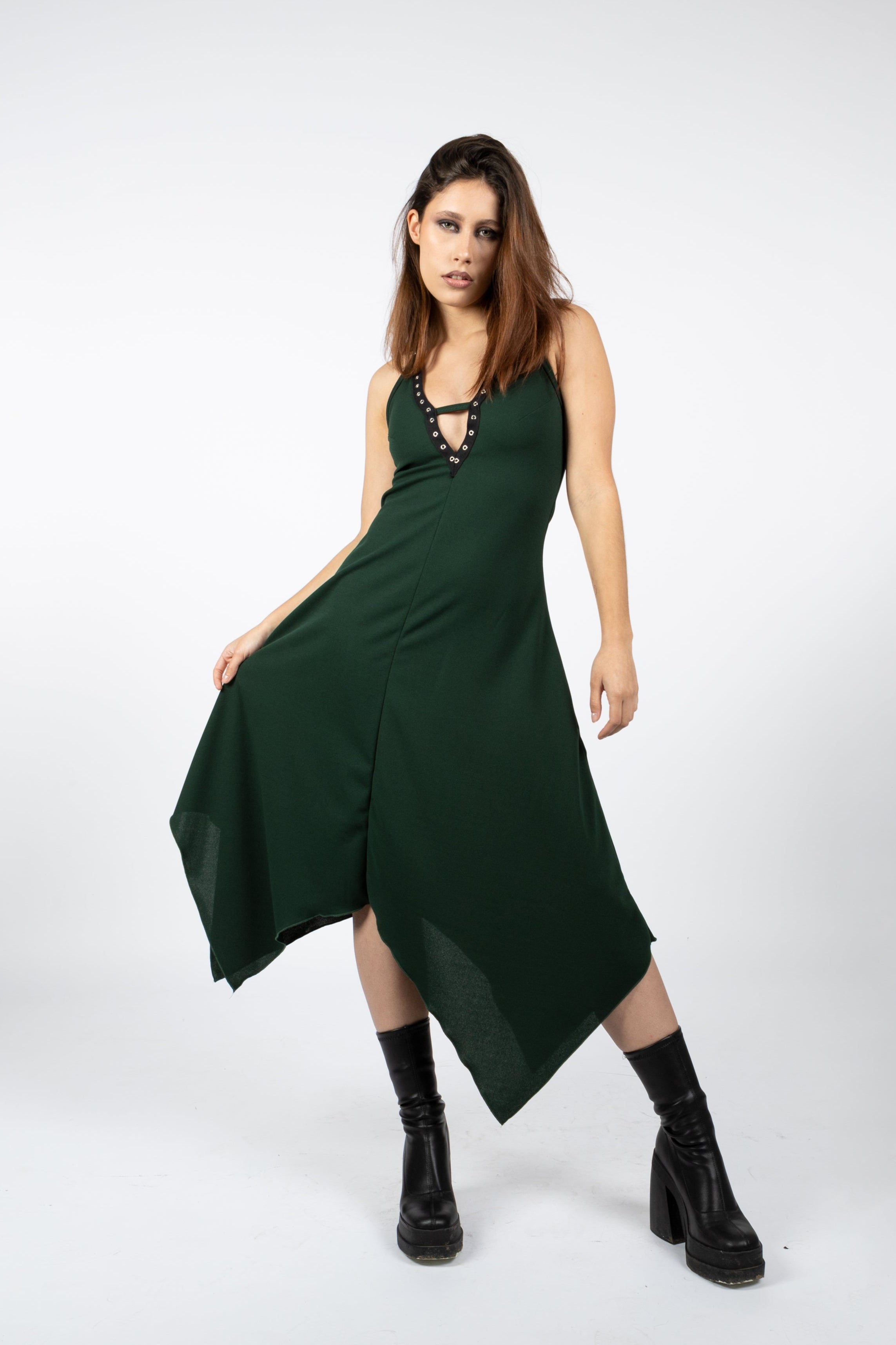 Emeral green faery maxi halter backless dress