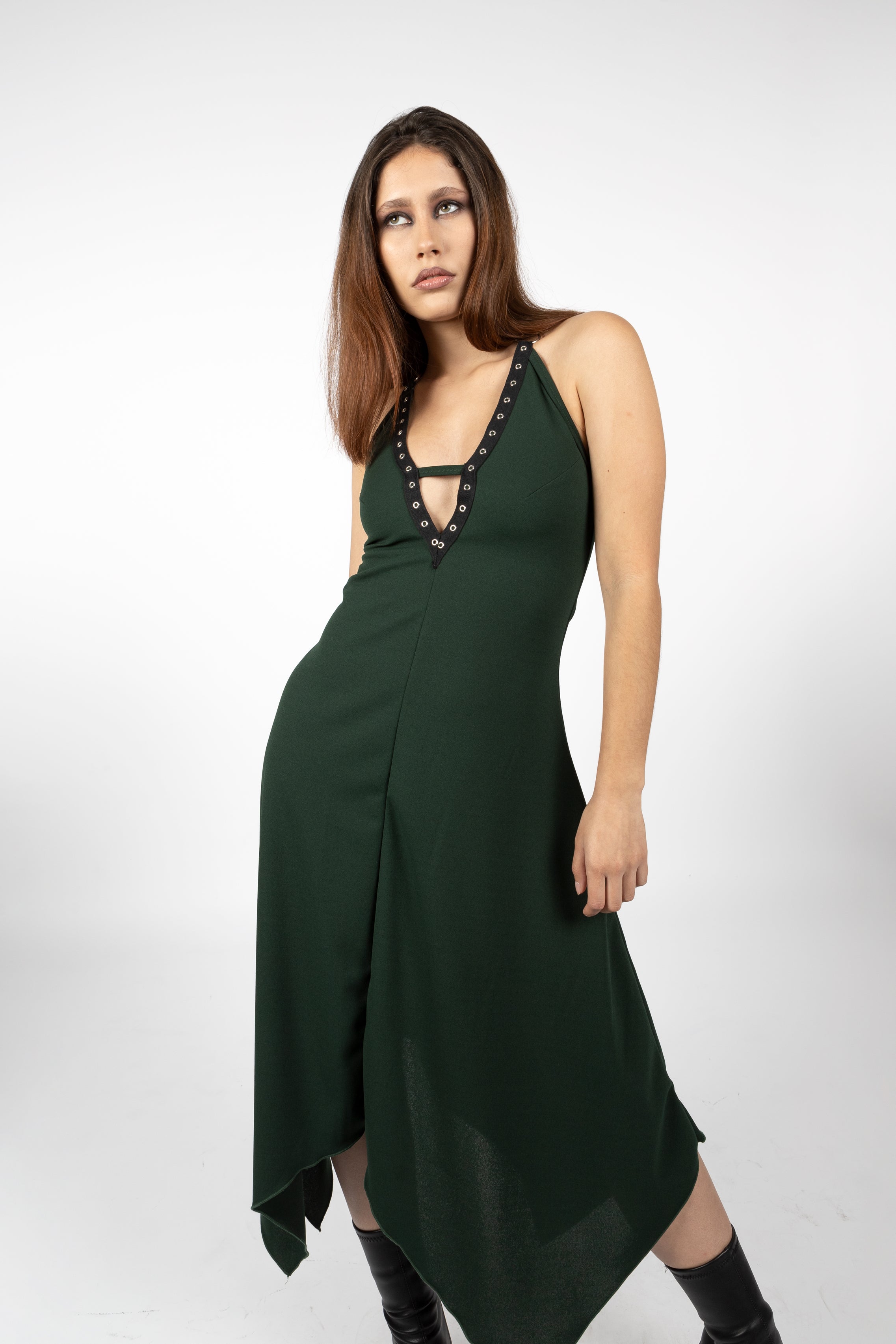 Emeral green faery maxi halter backless dress