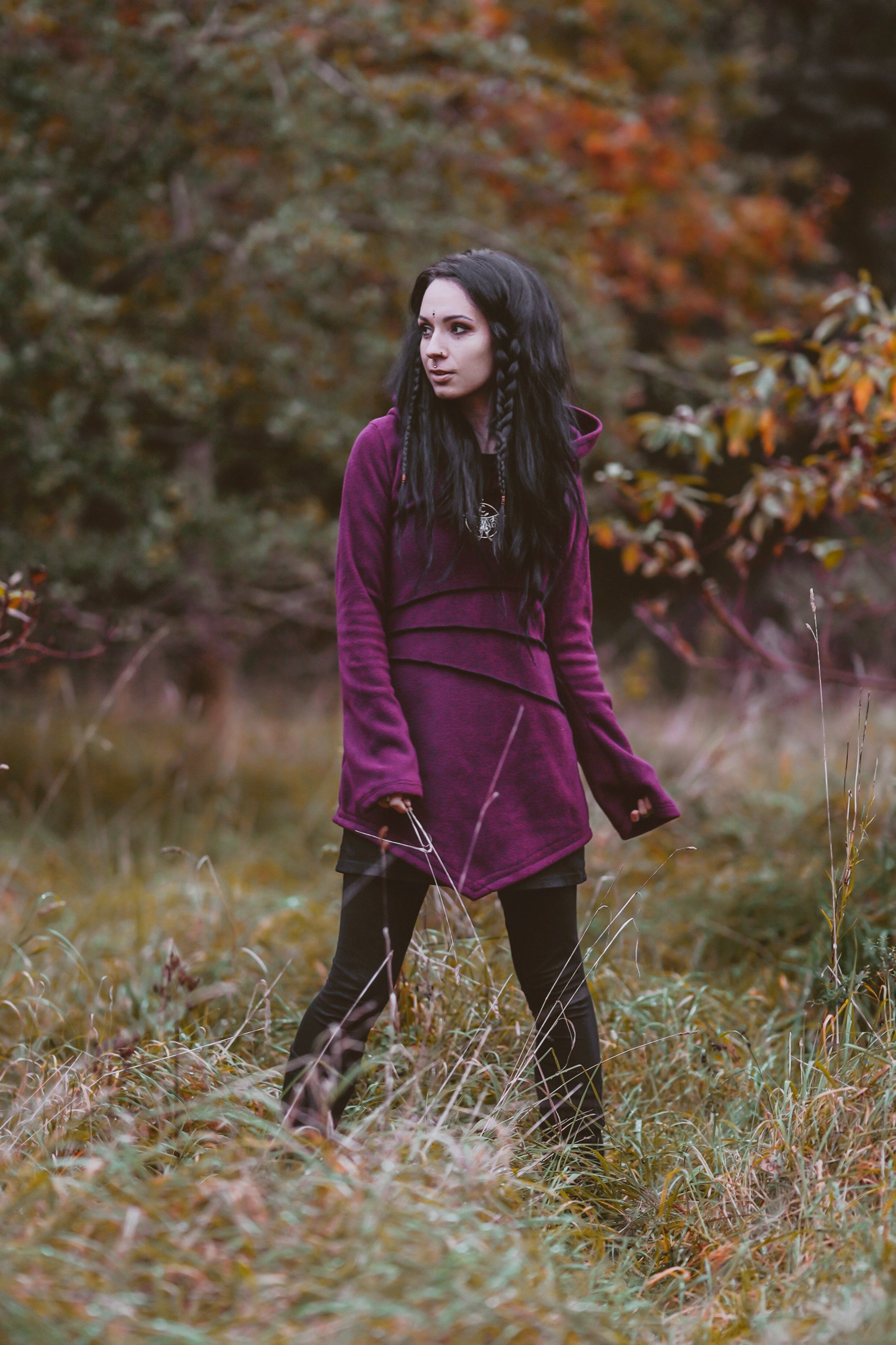 Black Elven Hooded Fleece Coat – Pixie hoodie with Maxi Hood