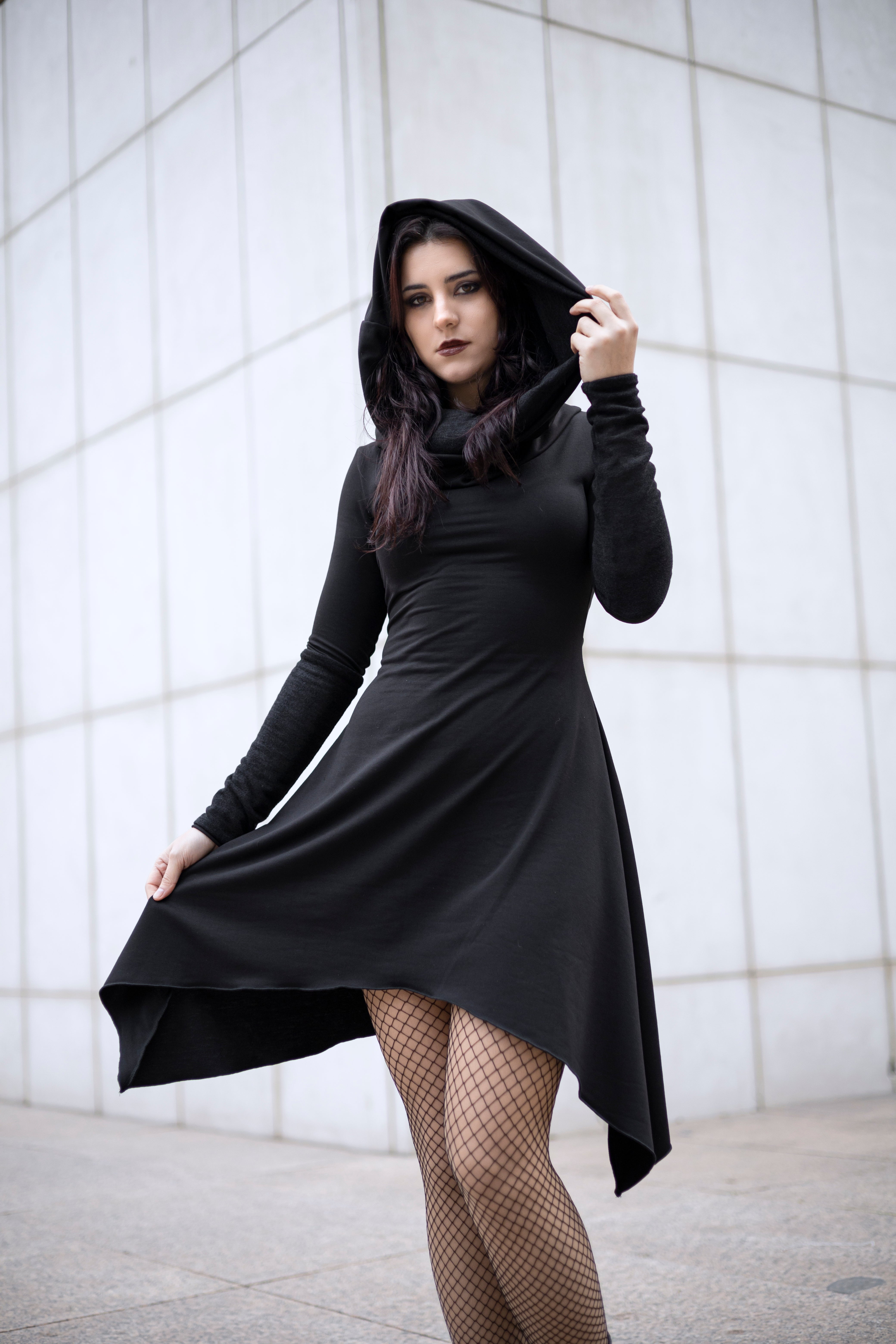 Black Cowl neck elven tunic dress