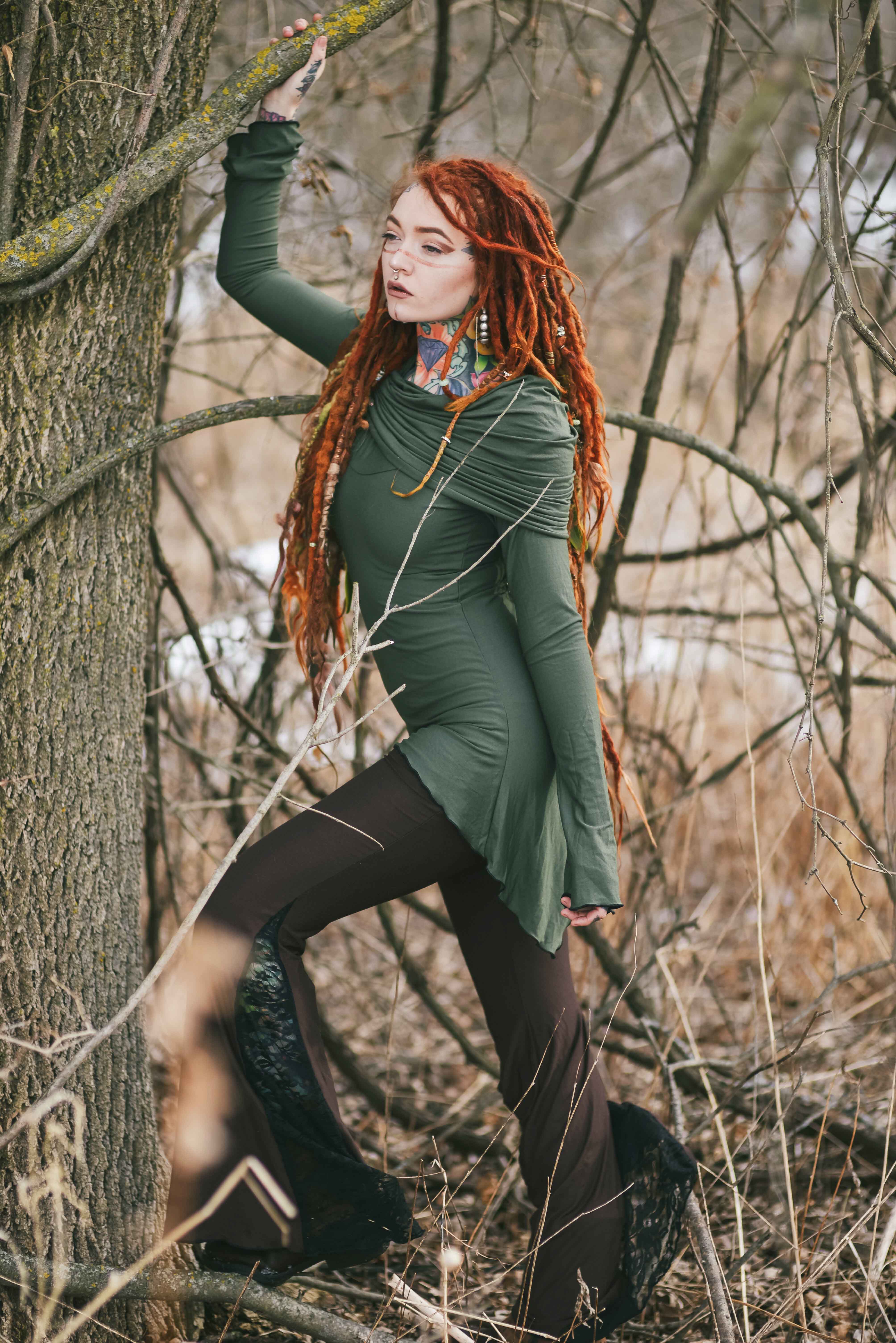 White Hooded Elven Cowl Neck Top