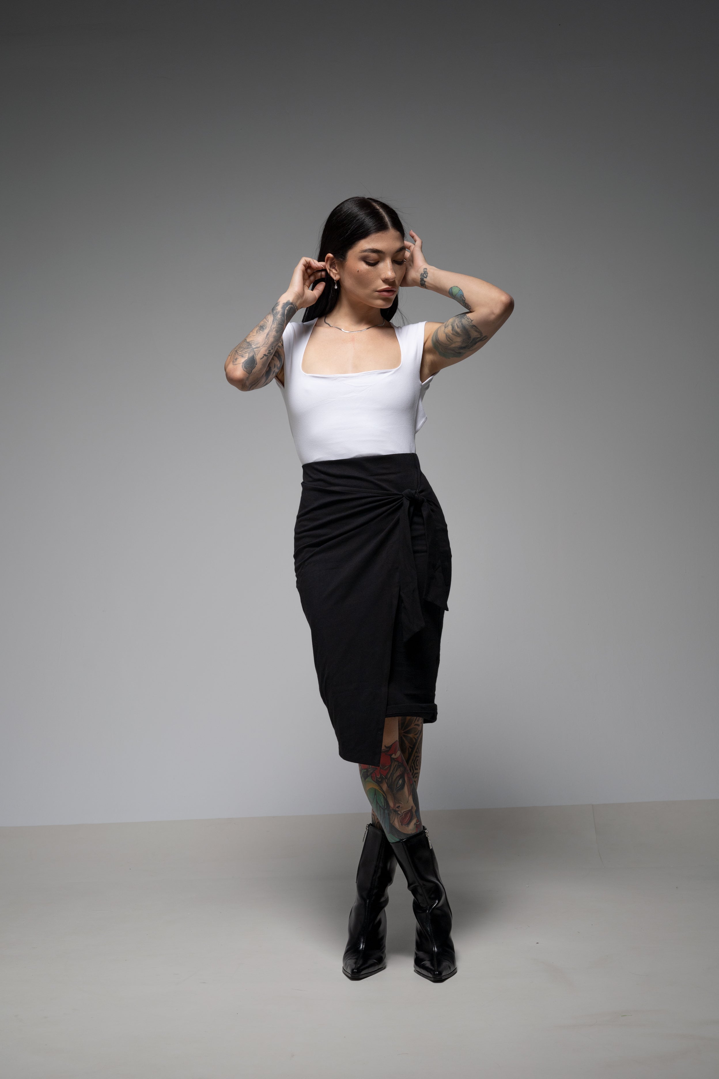 Drapped pencil midi skirt - Organic cotton
