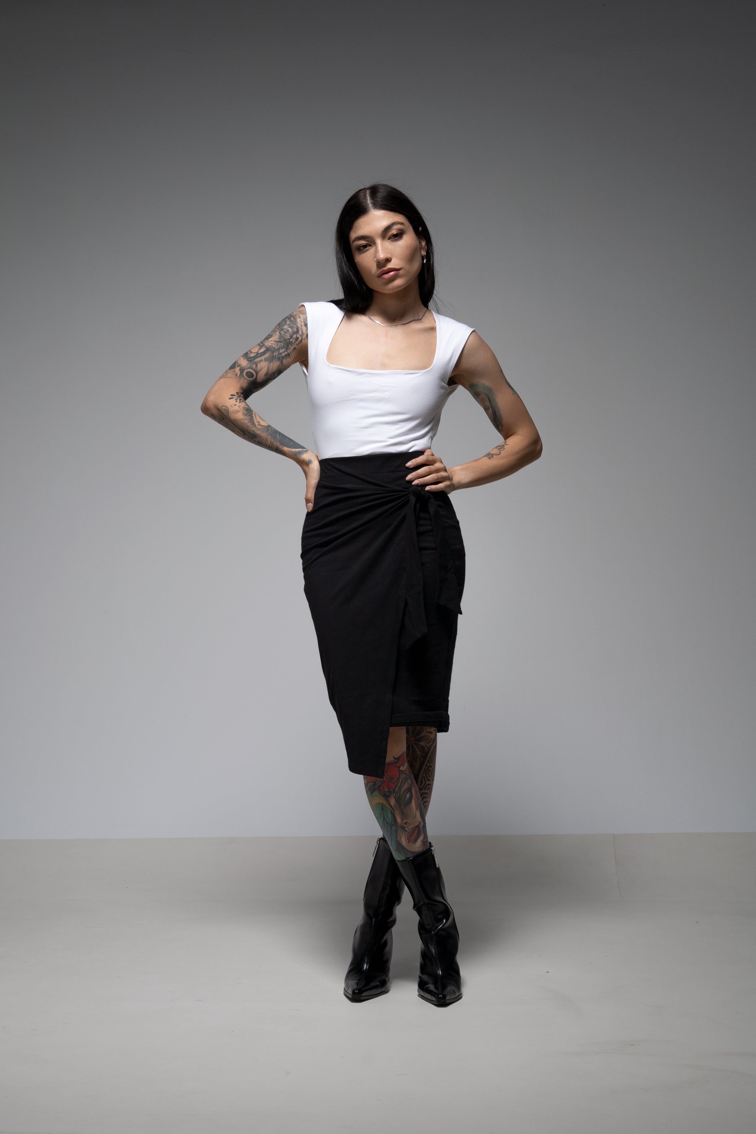 Drapped pencil midi skirt - Organic cotton