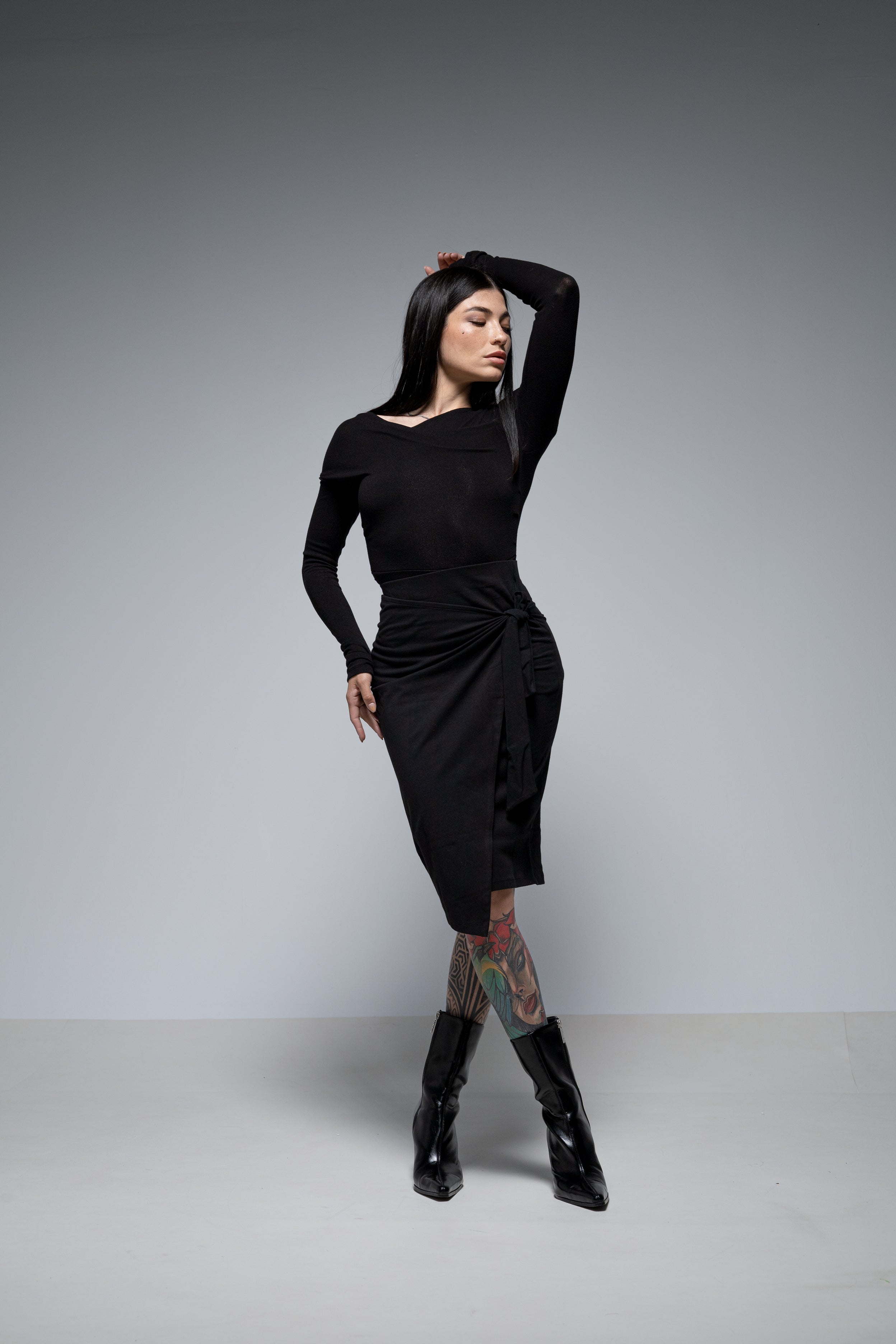 Drapped pencil midi skirt - Organic cotton