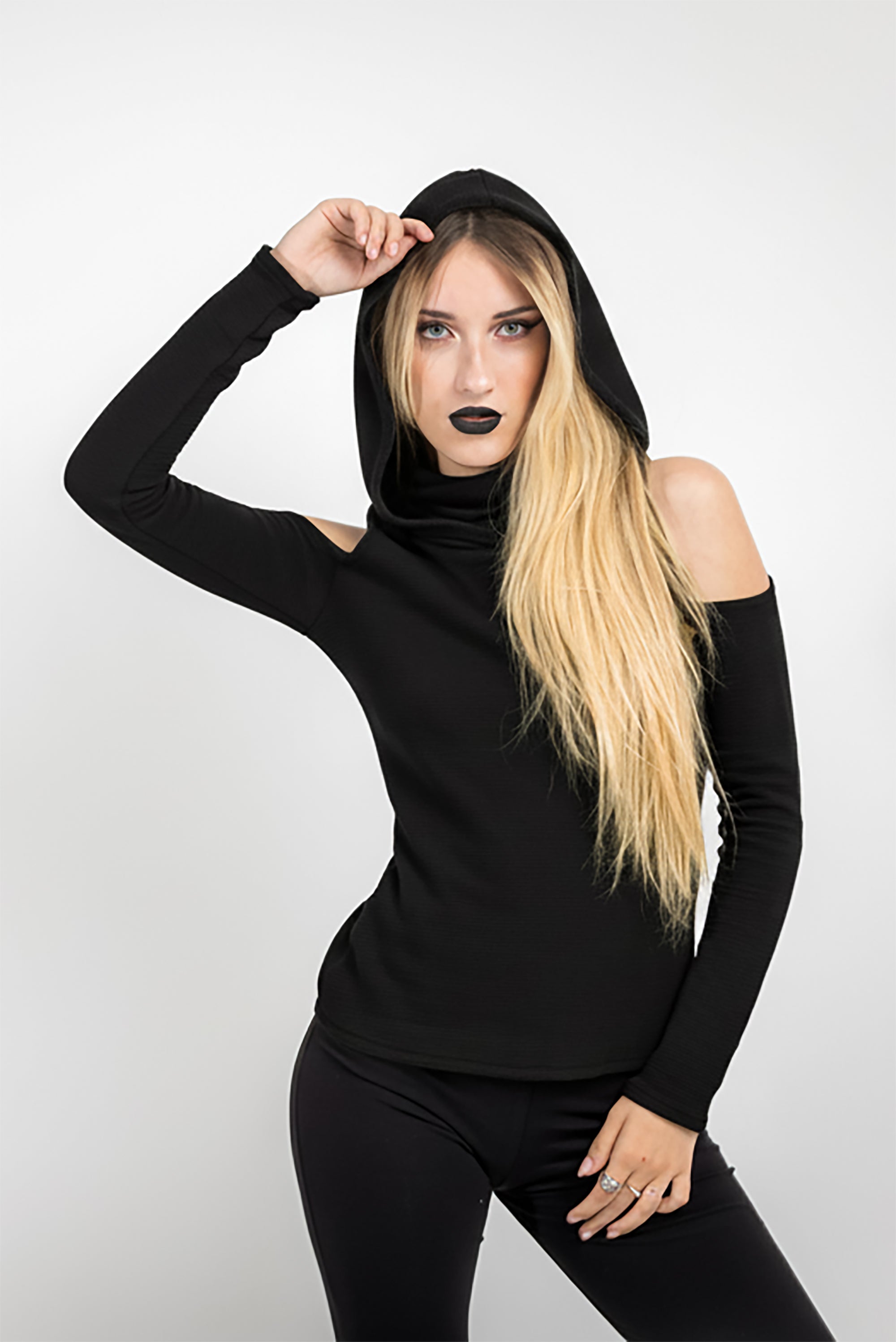 Black hooded sweater with Face Mask