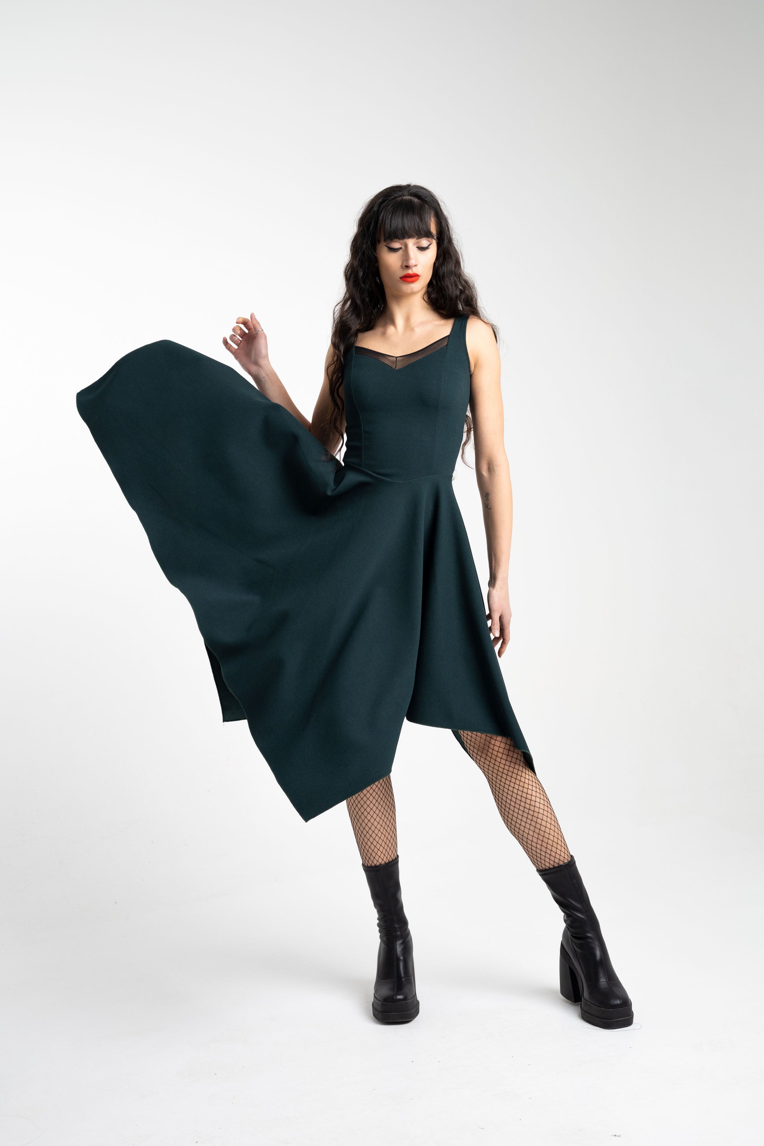 Teal Corset midi sleeveless fairy witch dress