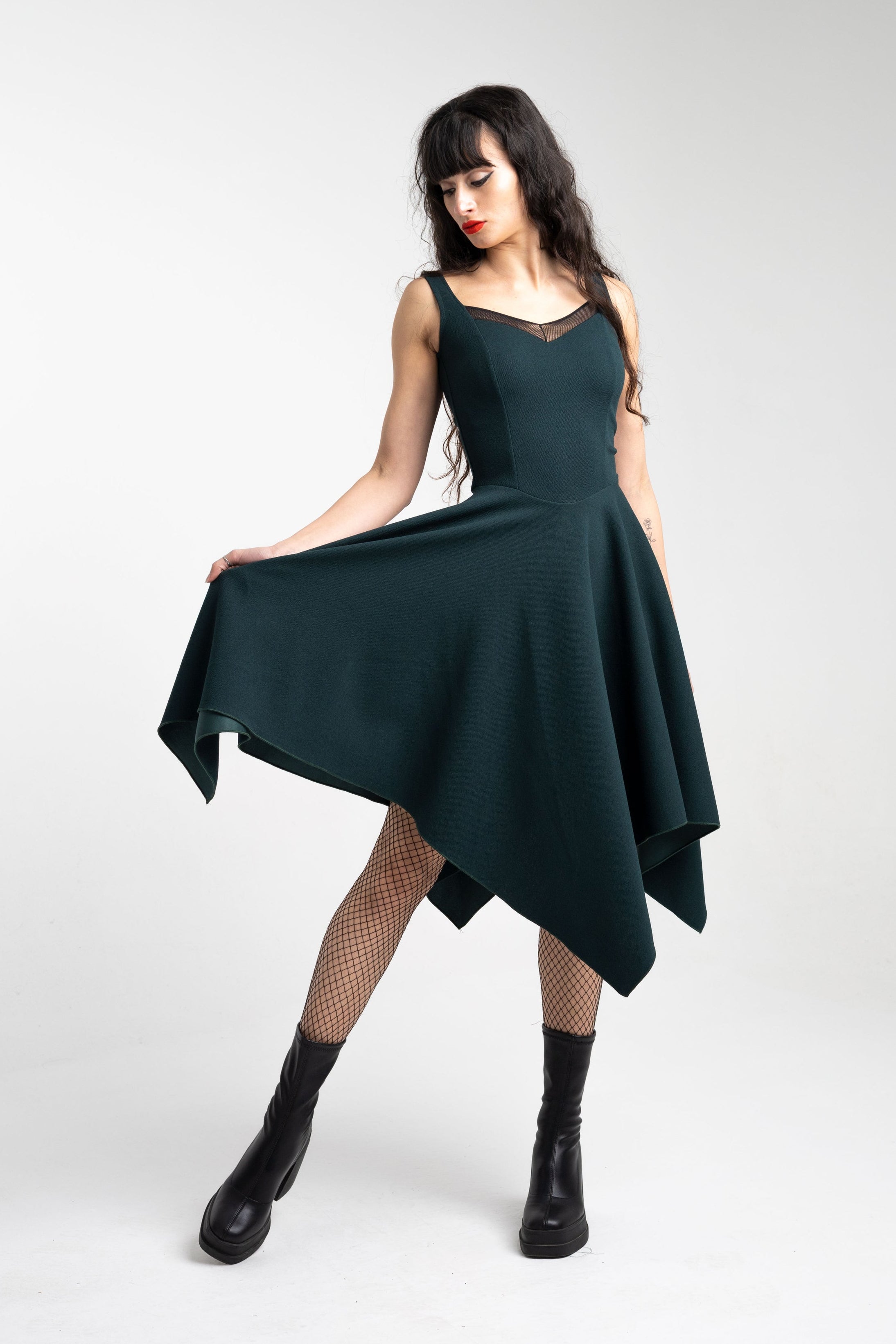 Teal Corset midi sleeveless fairy witch dress