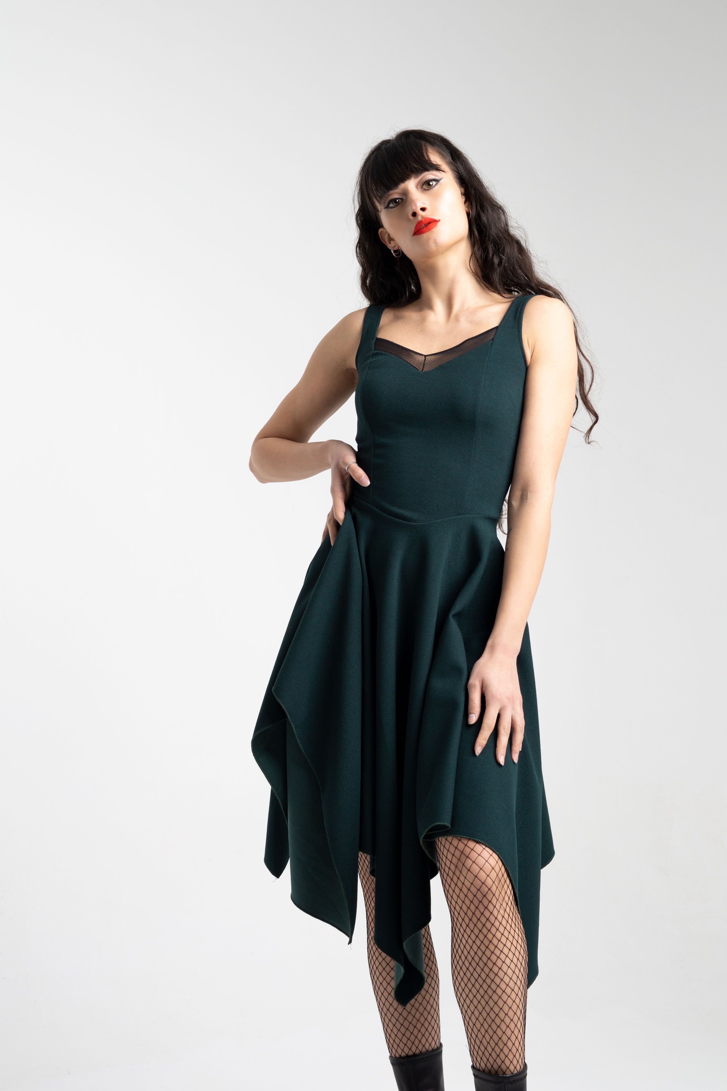 Teal Corset midi sleeveless fairy witch dress