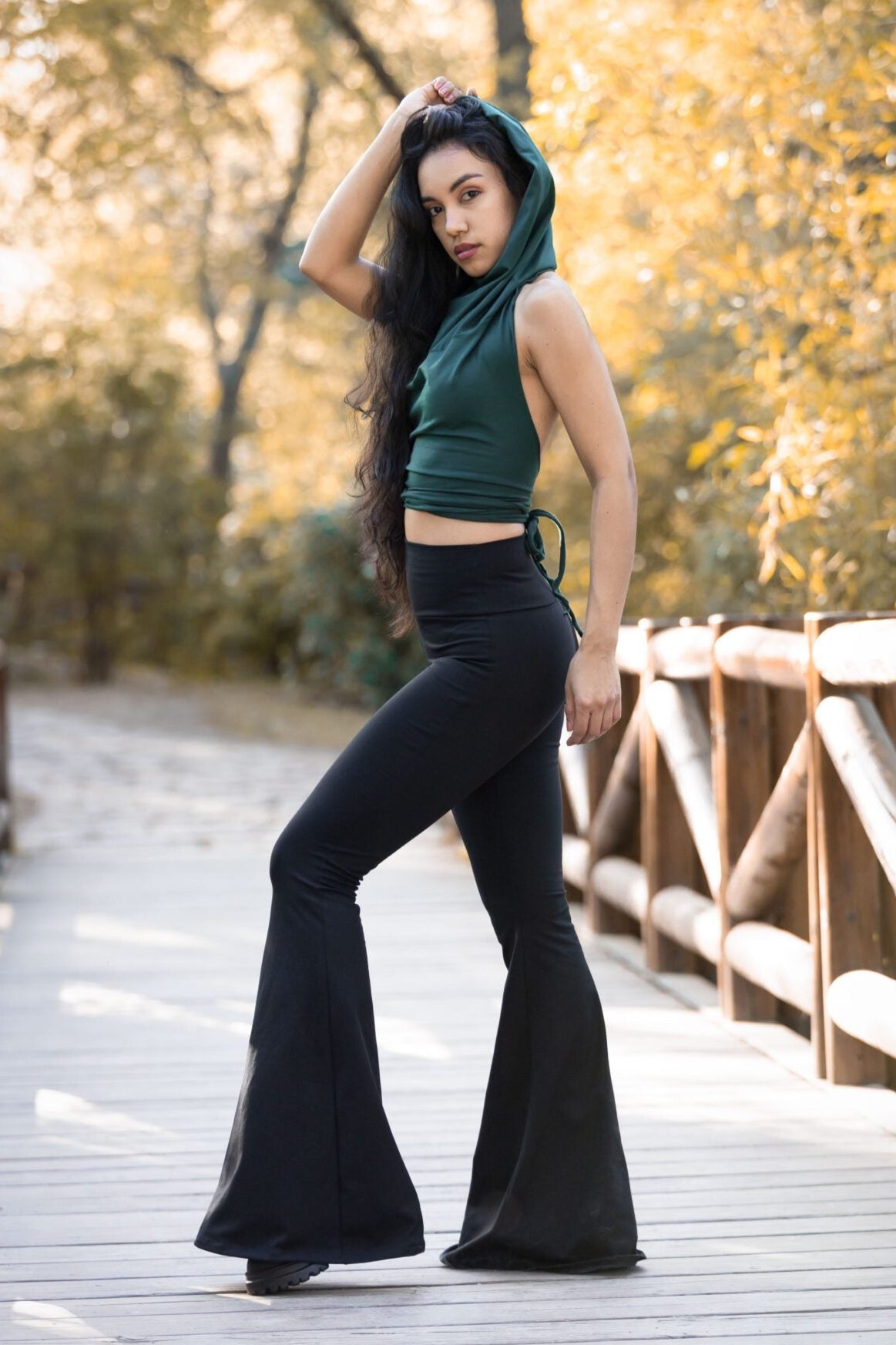 Pantalones de algodón orgánico Black Flare