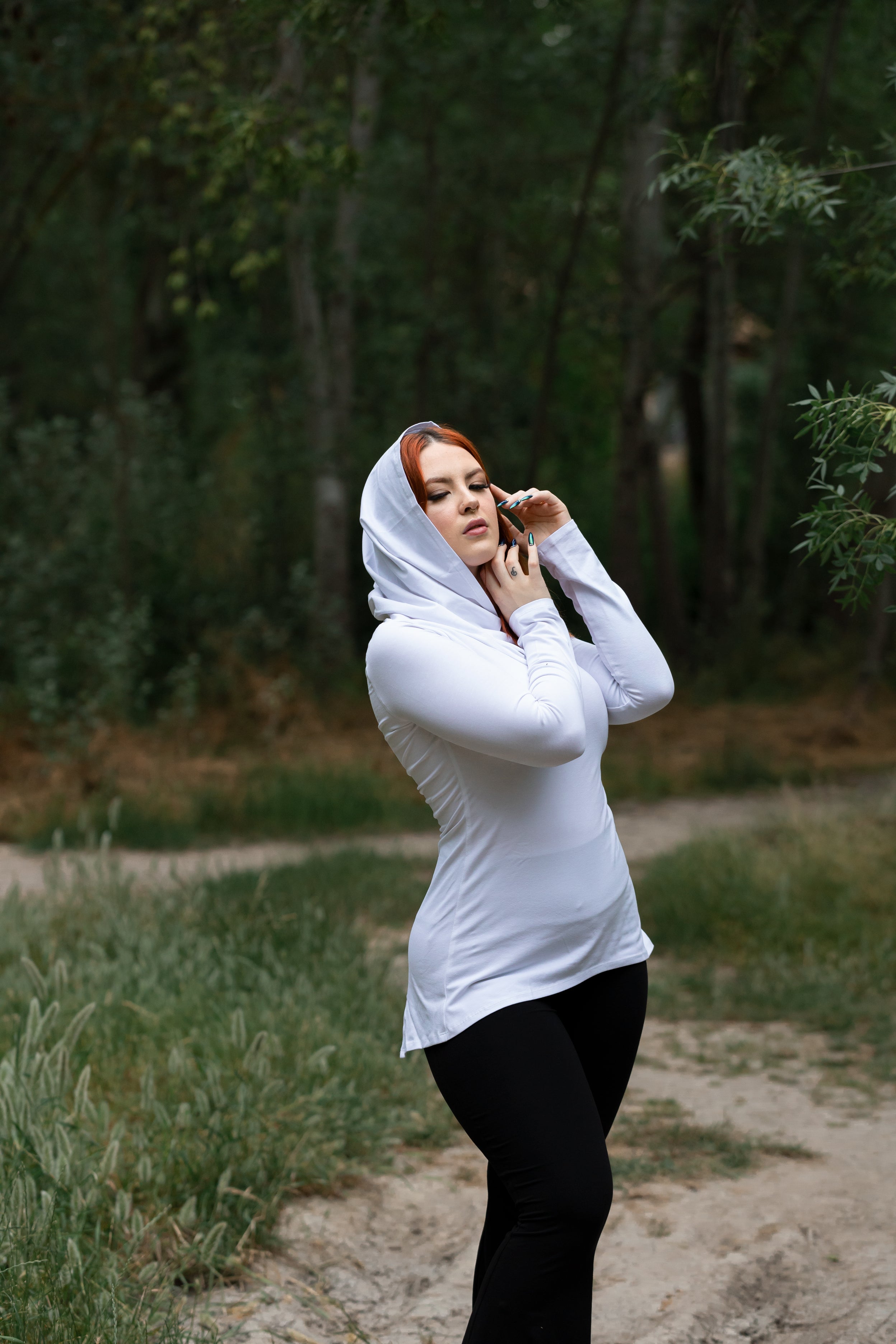 Green Hooded Elven Cowl Neck Top