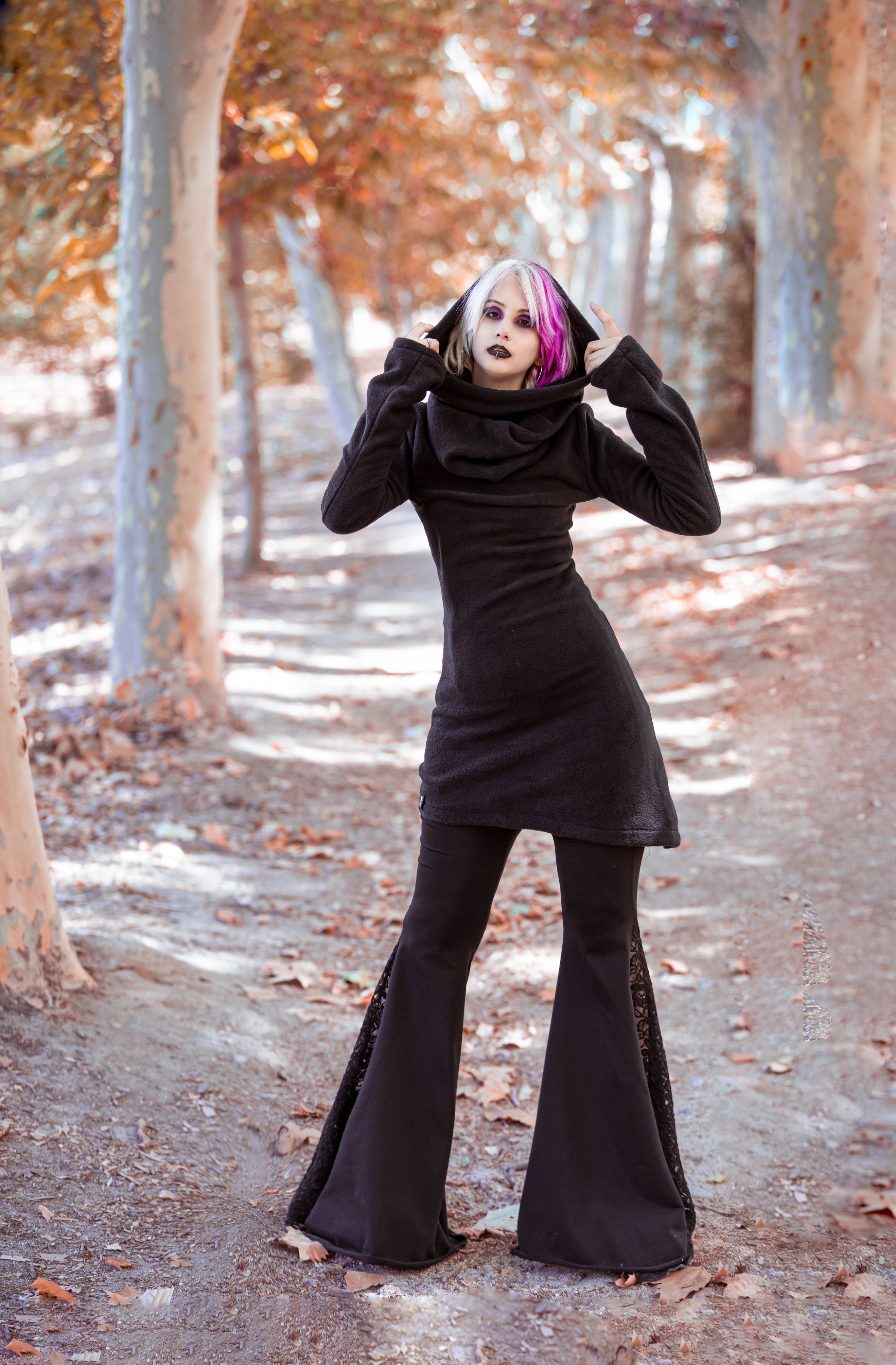 Winter Long Hooded Fleece Coat – Elven Gothic Hoodie Jacket