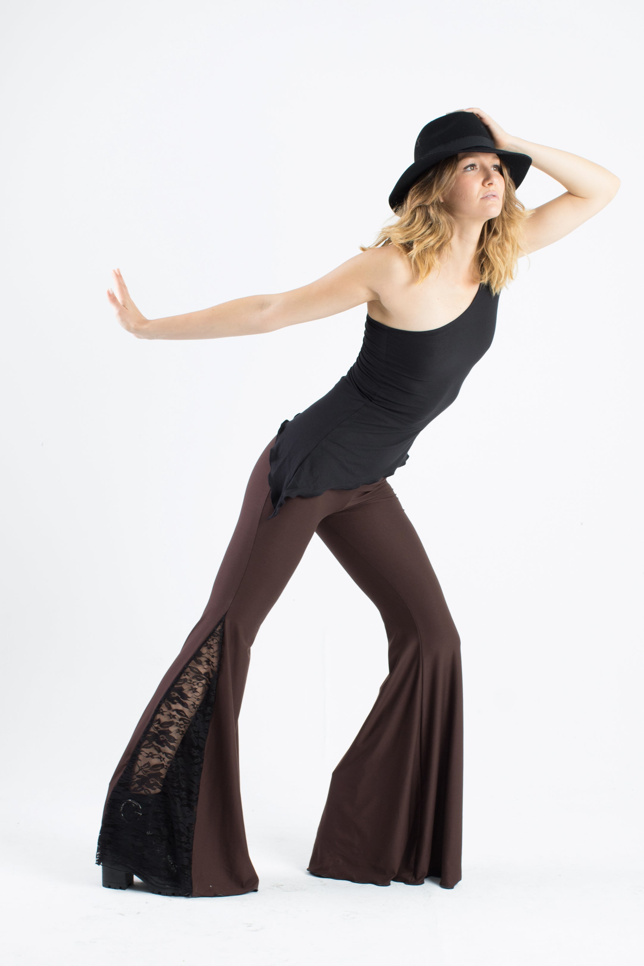 Flared Pants with Lace Godet – Boho Gothic Festival Vibes