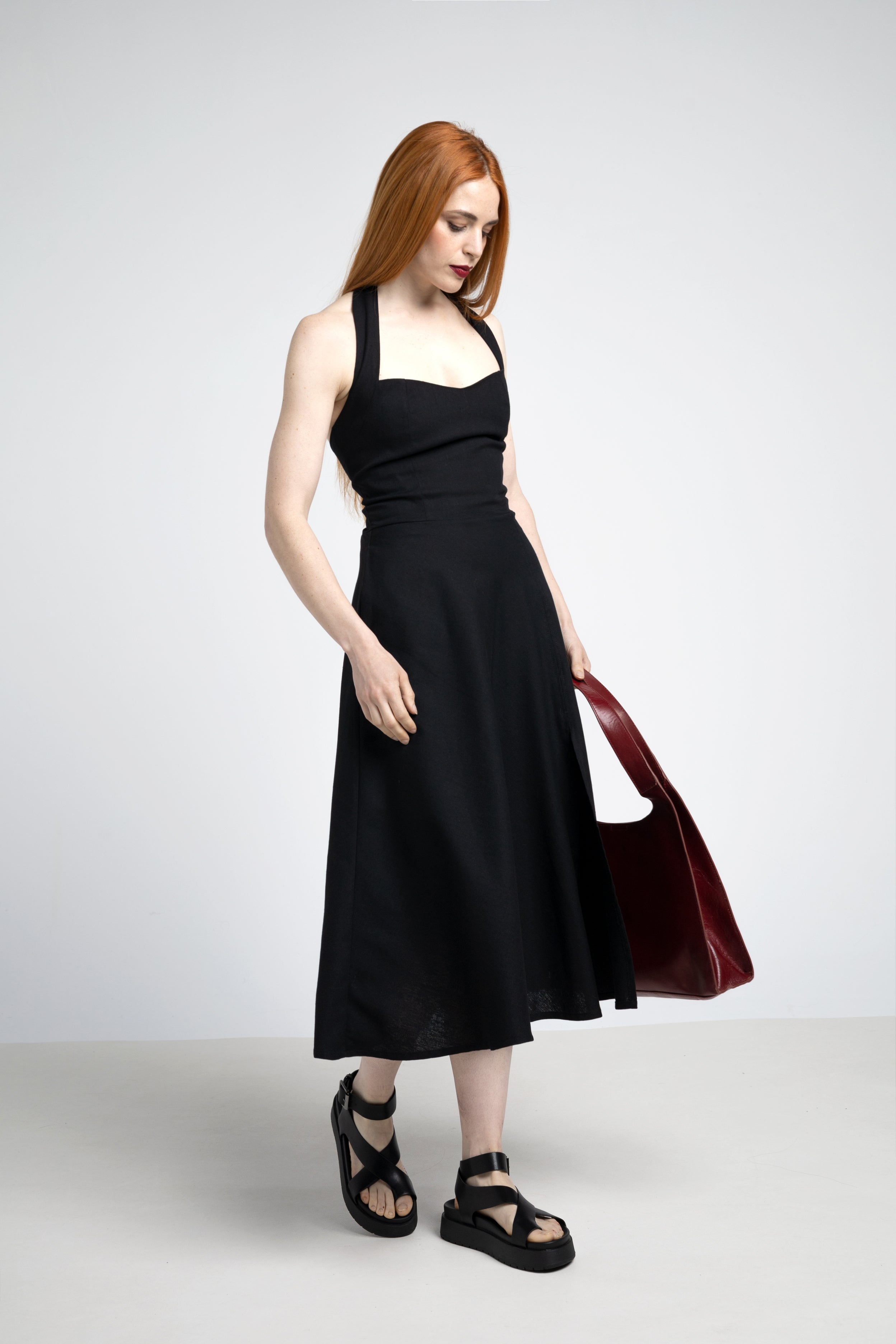 Monroe linen backless dress