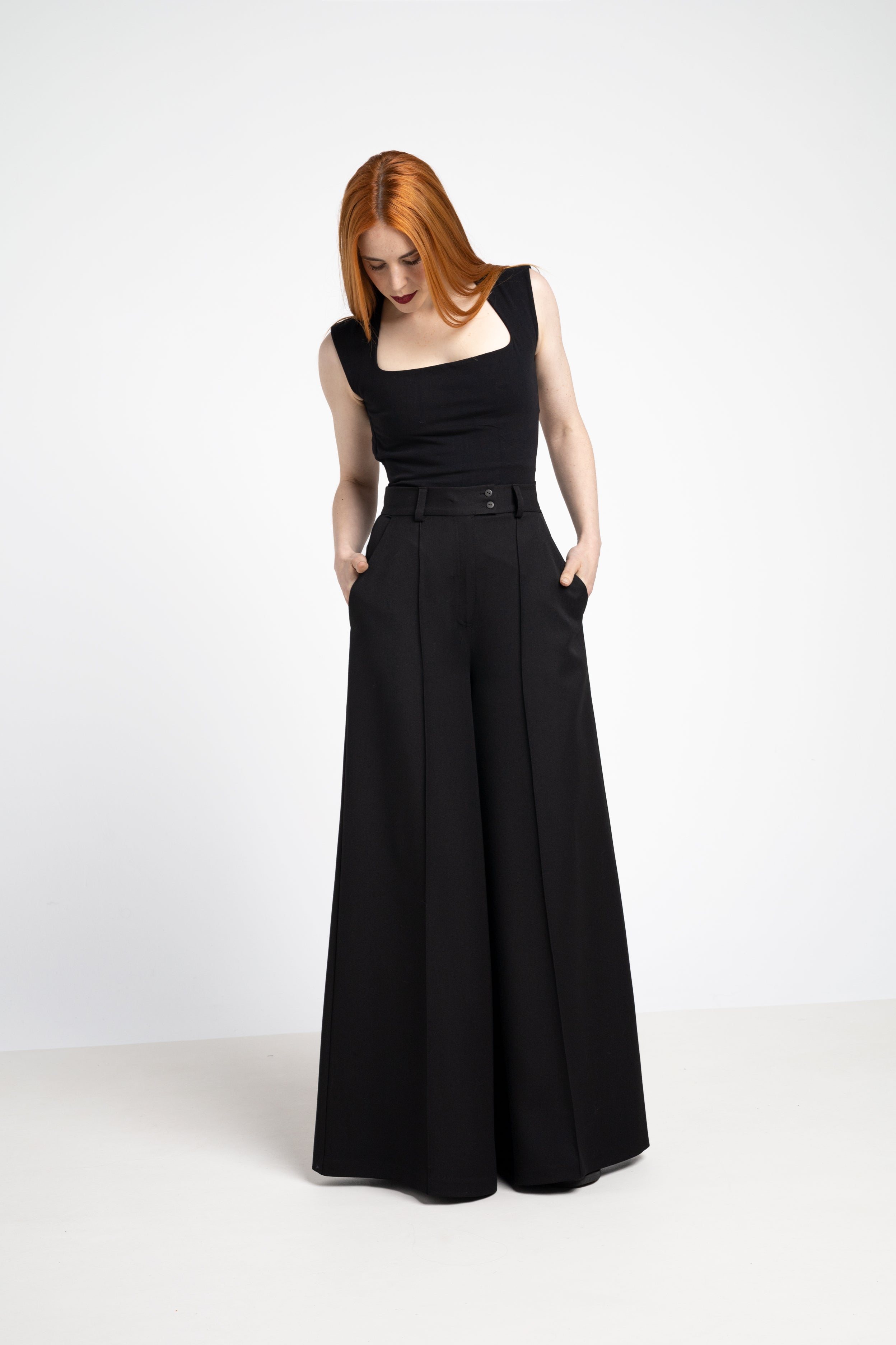 Elephant maxi wide Leg trousers - Black