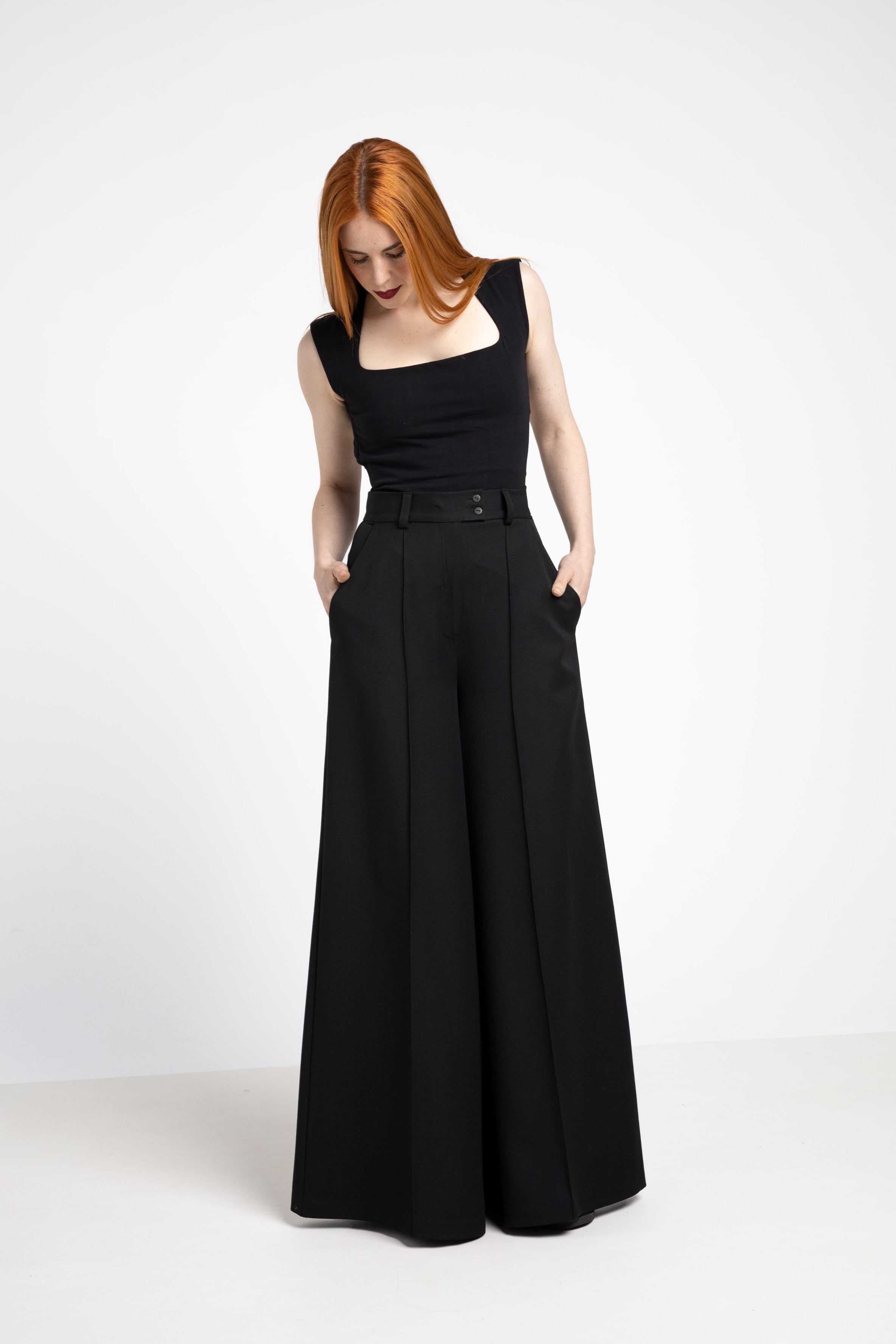 Elephant maxi wide Leg trousers - Black