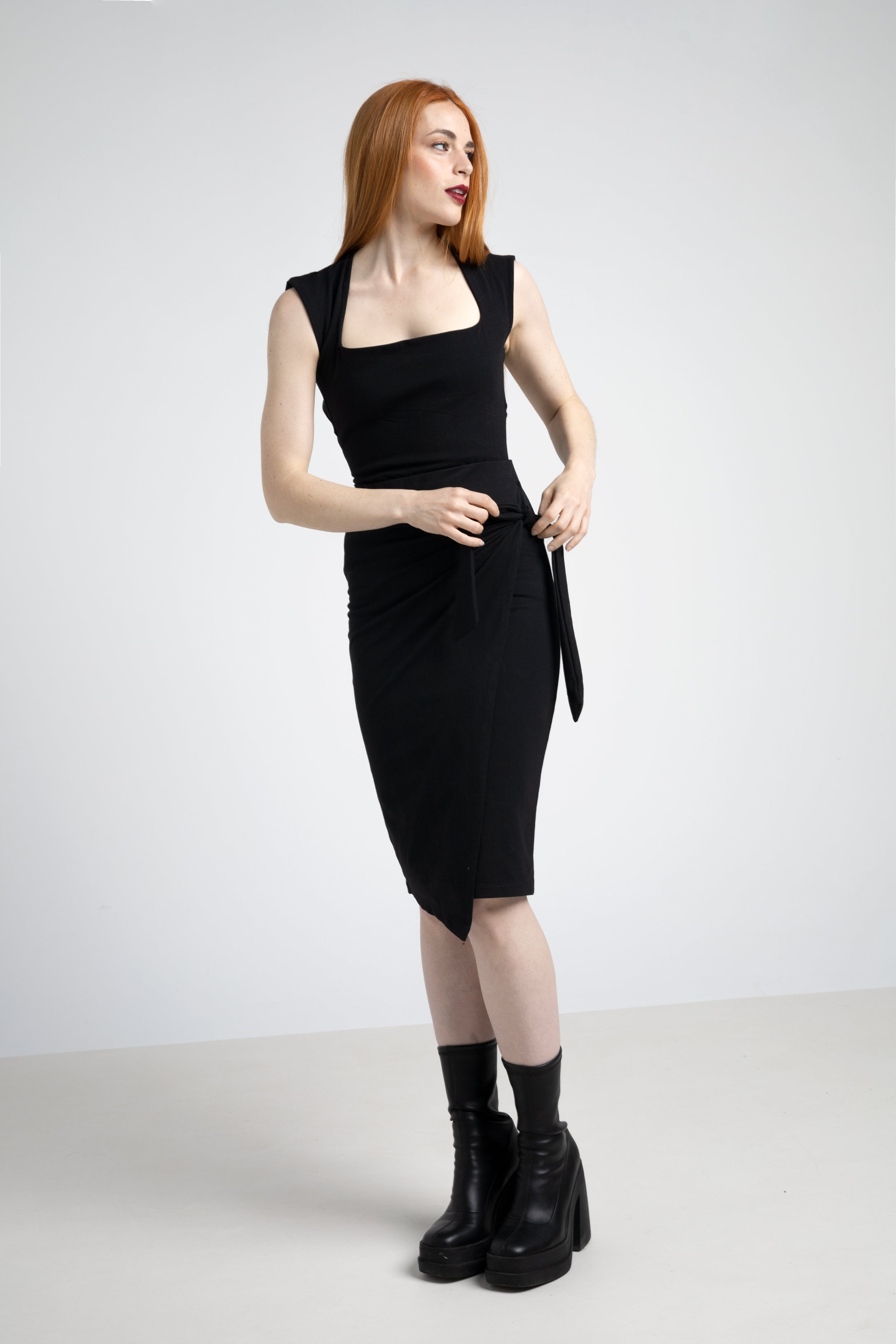 Drapped pencil midi skirt - Organic cotton
