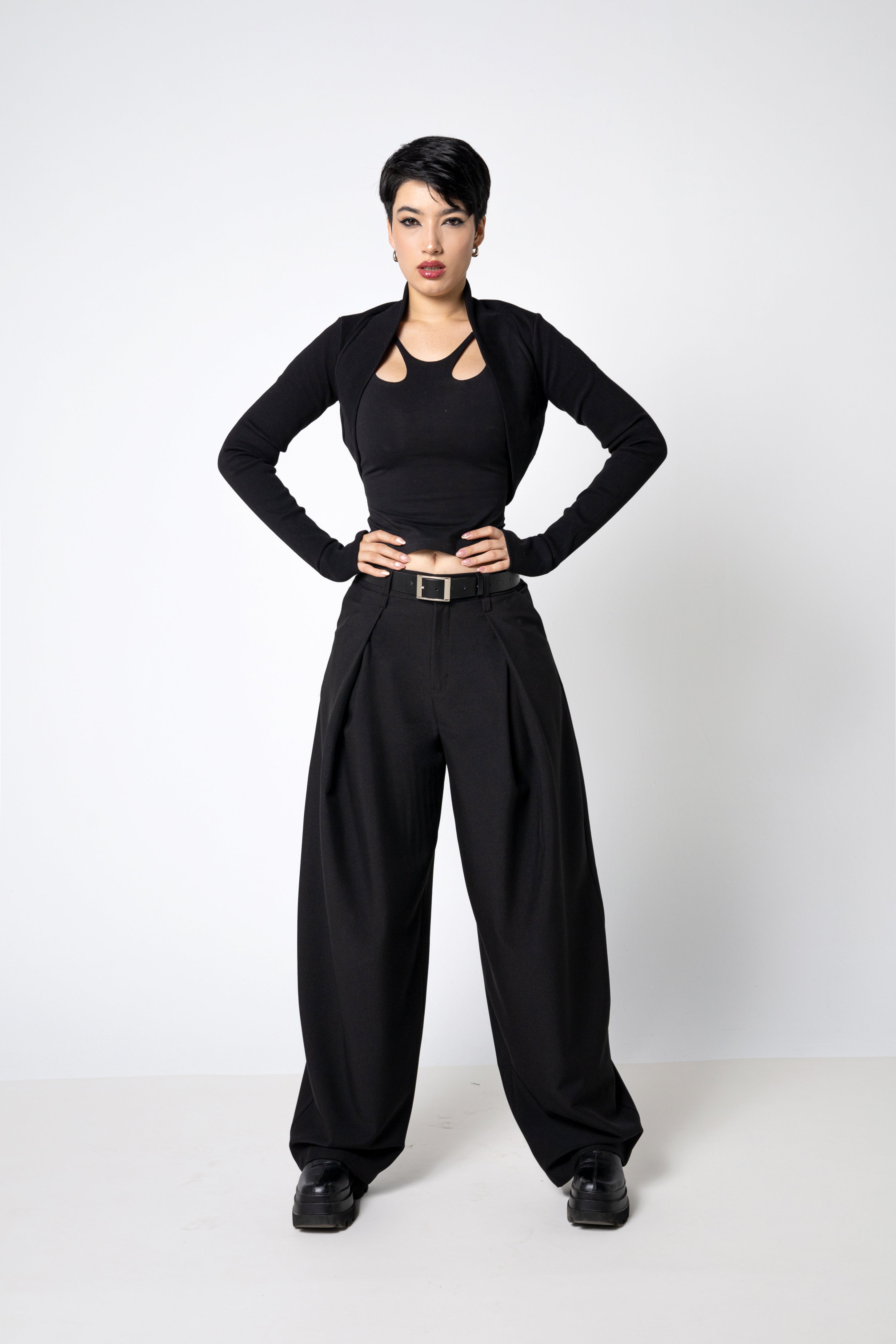 Tailored Baggy wide leg Trousers -  Barrel pleated Pants
