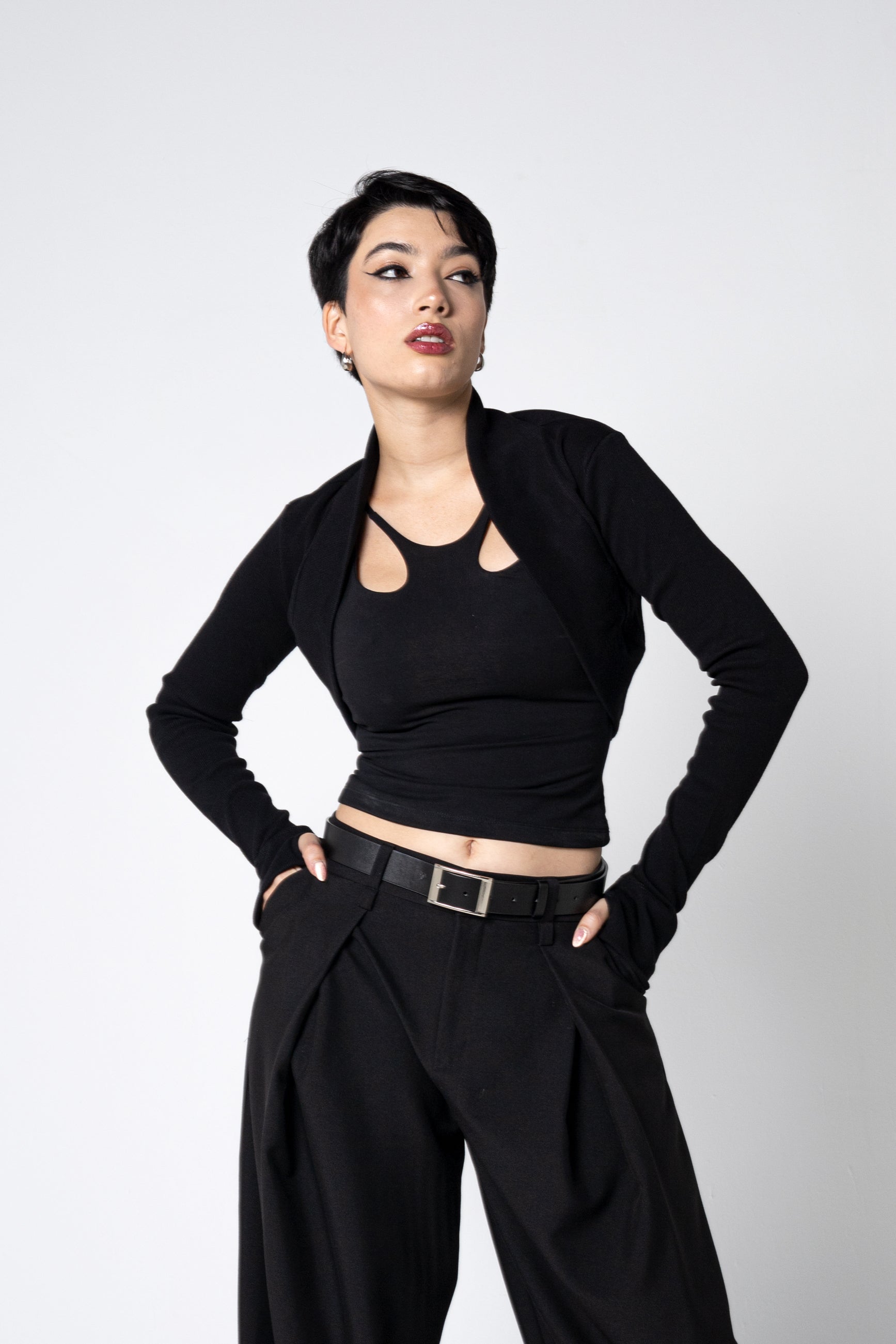 Organic Cotton Rib Shrug – Long Sleeve Layer with Thumbholes - XS to 2XL