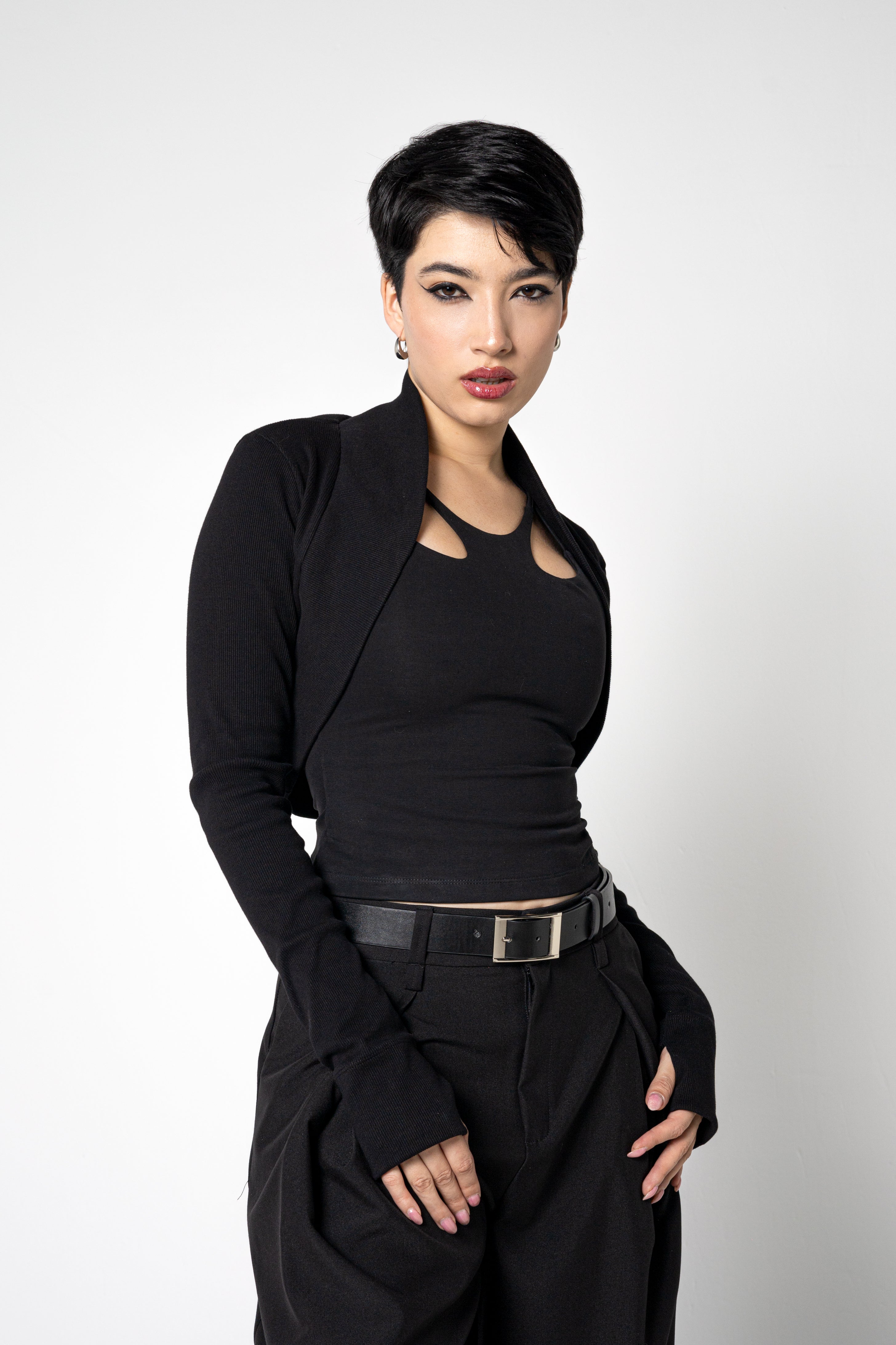 Organic Cotton Rib Shrug – Long Sleeve Layer with Thumbholes - XS to 2XL