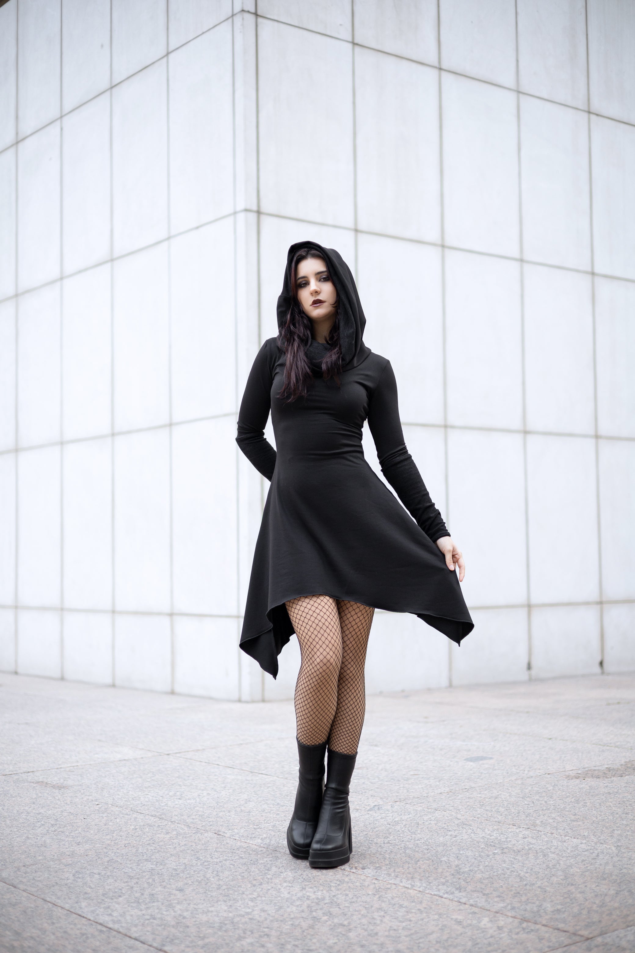 Black Cowl neck elven tunic dress