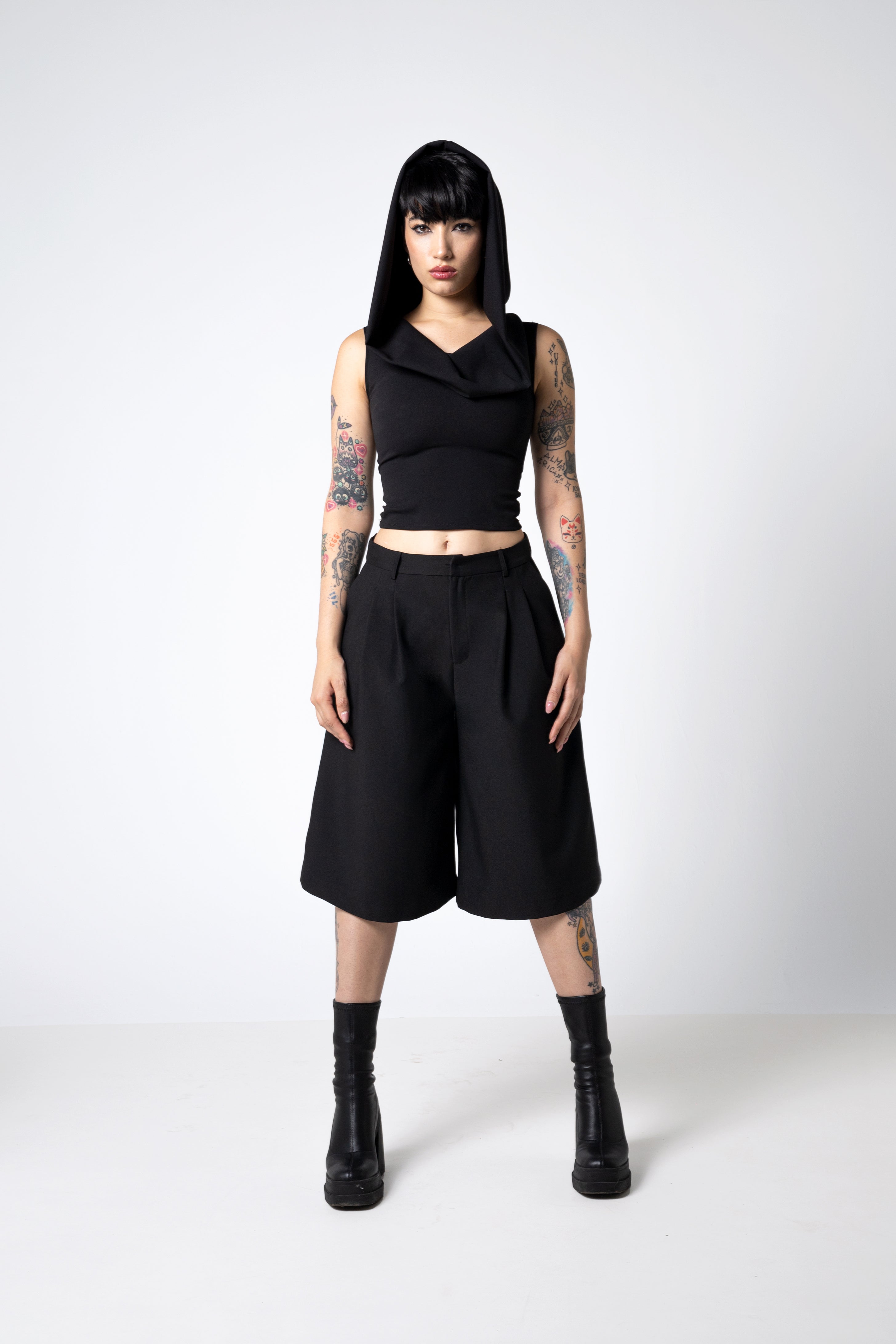 Cropped pleated culotte trousers with a skirted silhouette - Tailor Jorts