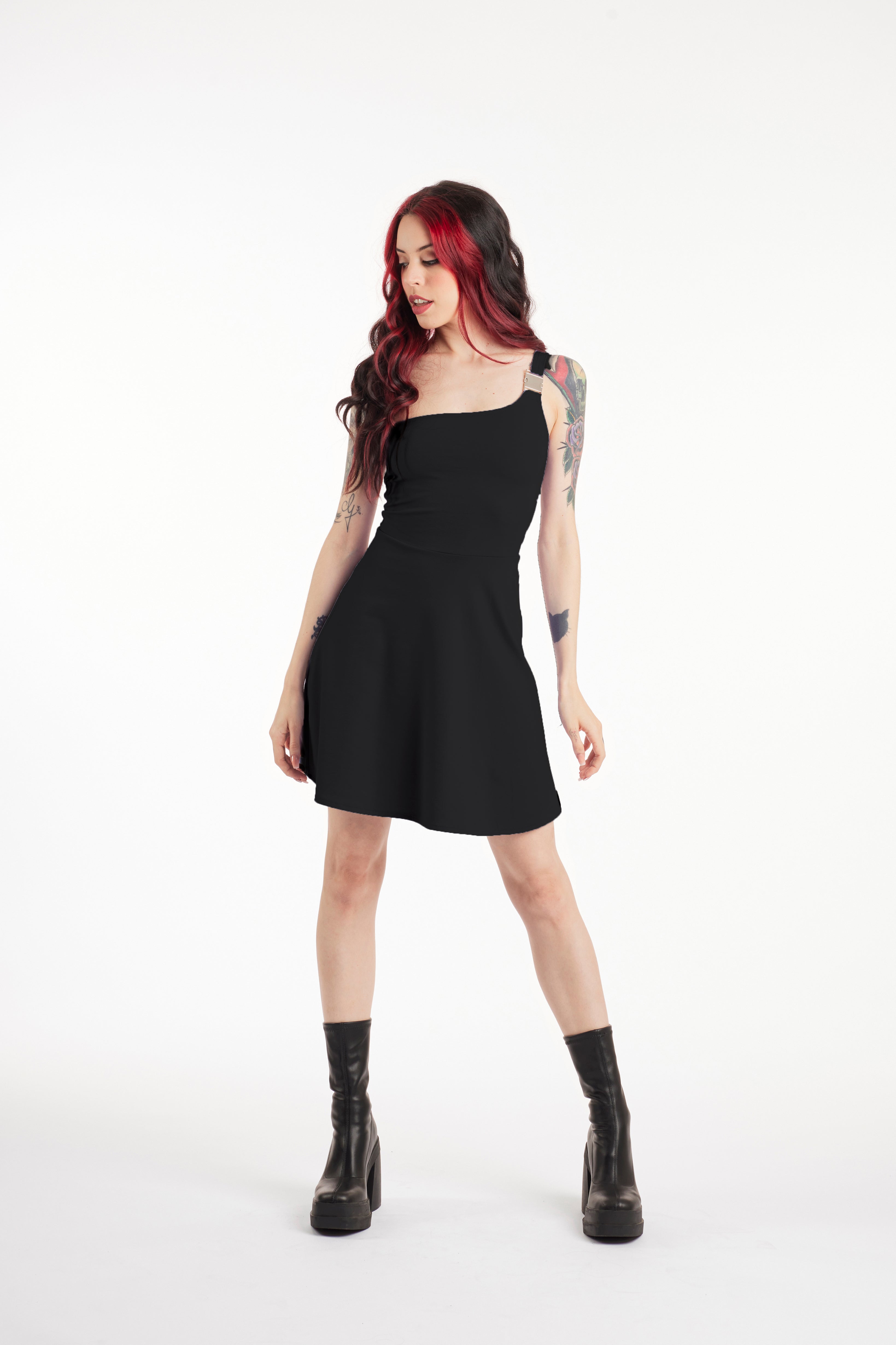 Lilac One-Shoulder Mini Dress | Organic Cotton Jersey Skater Dress