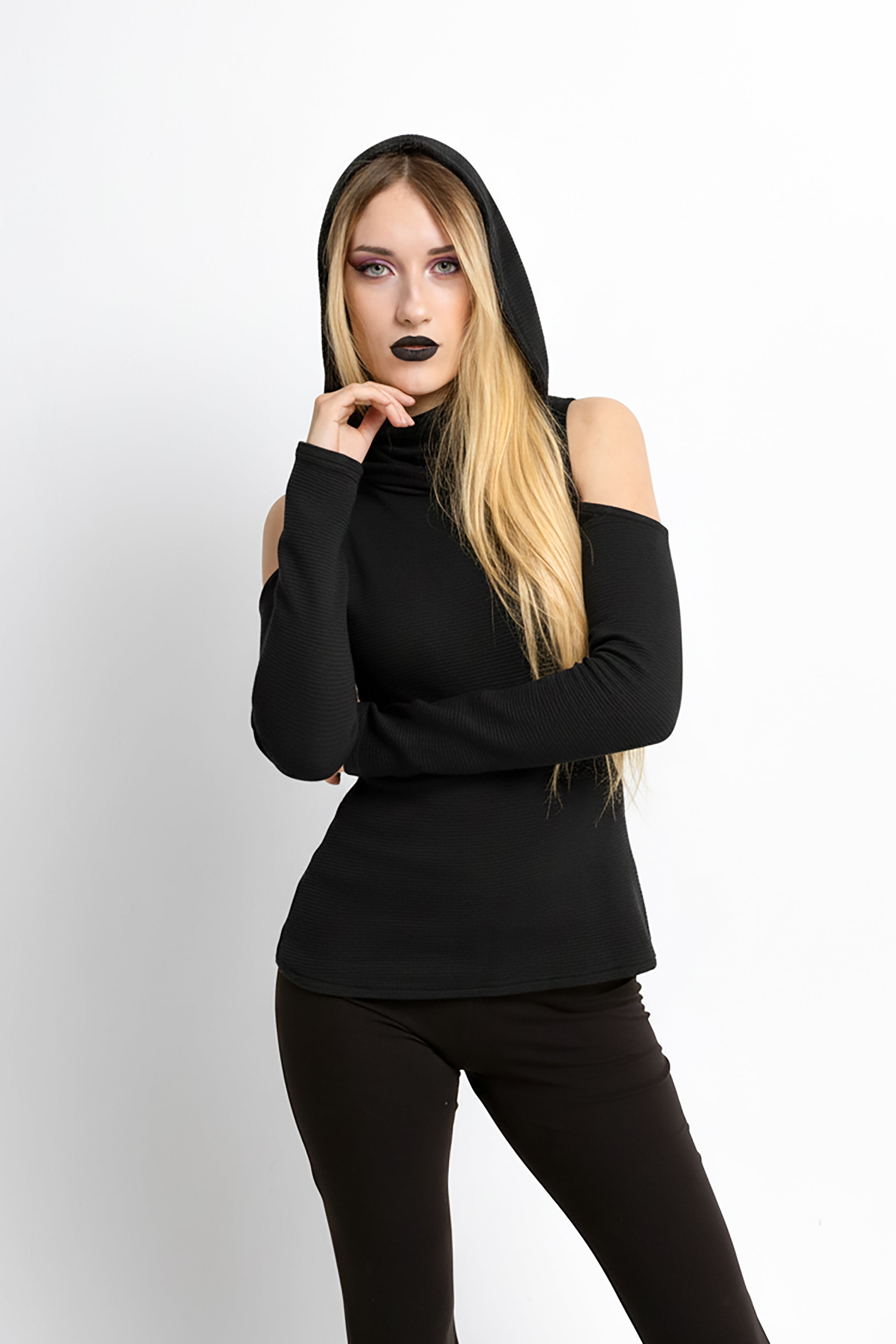 Black hooded sweater with Face Mask