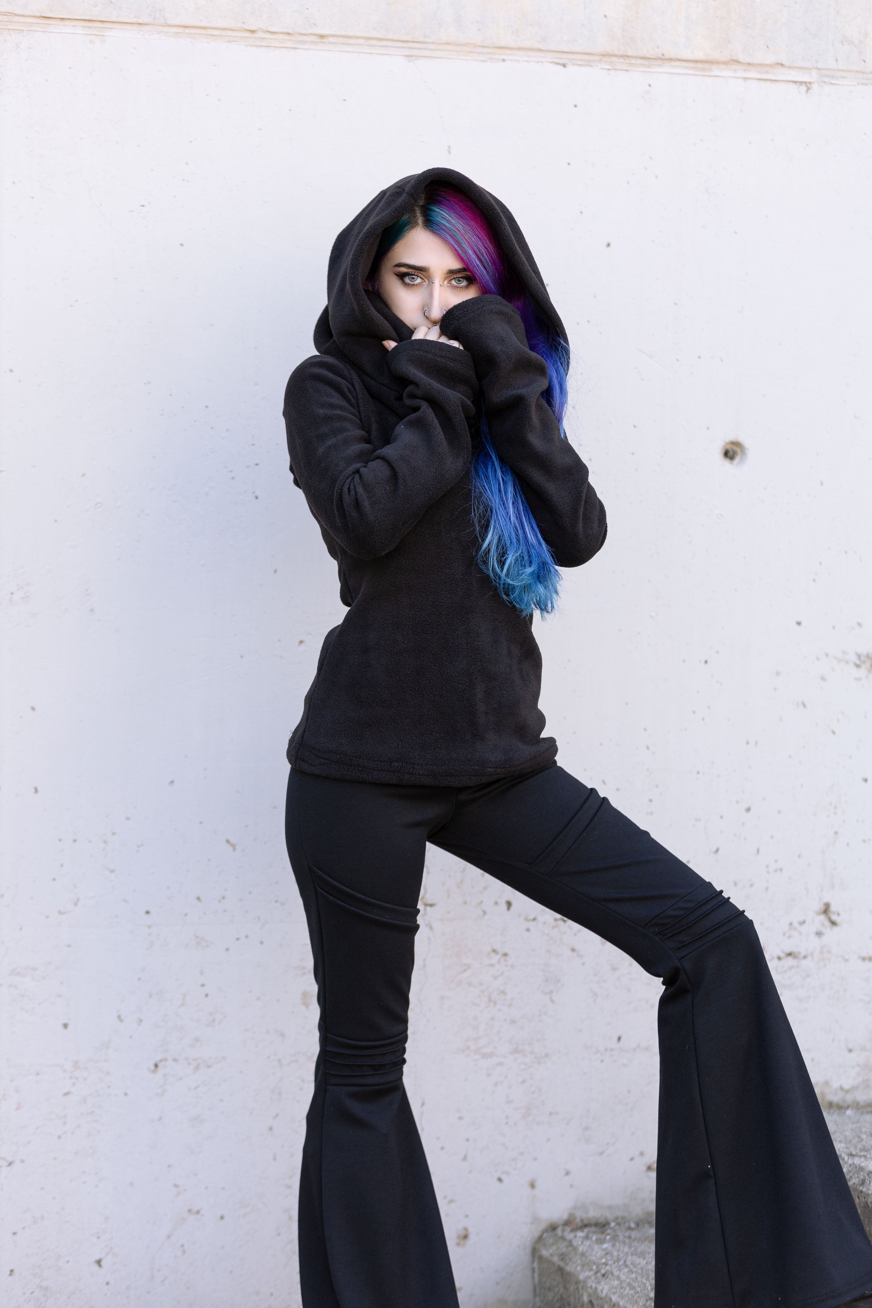 Burgundy Fairy Cowl Neck Hooded Sweatshirt