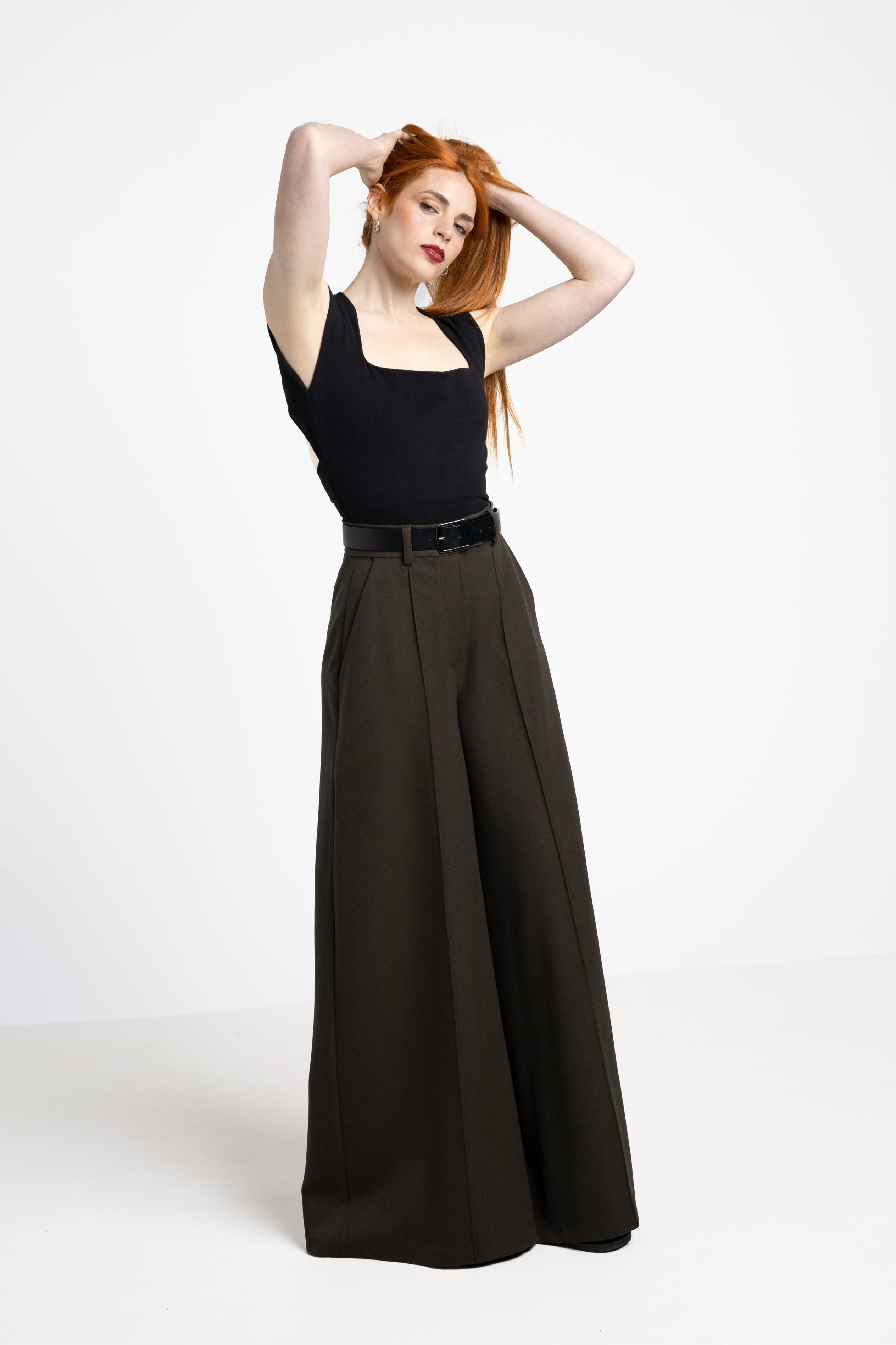 Elephant wide leg trousers - Dark army green
