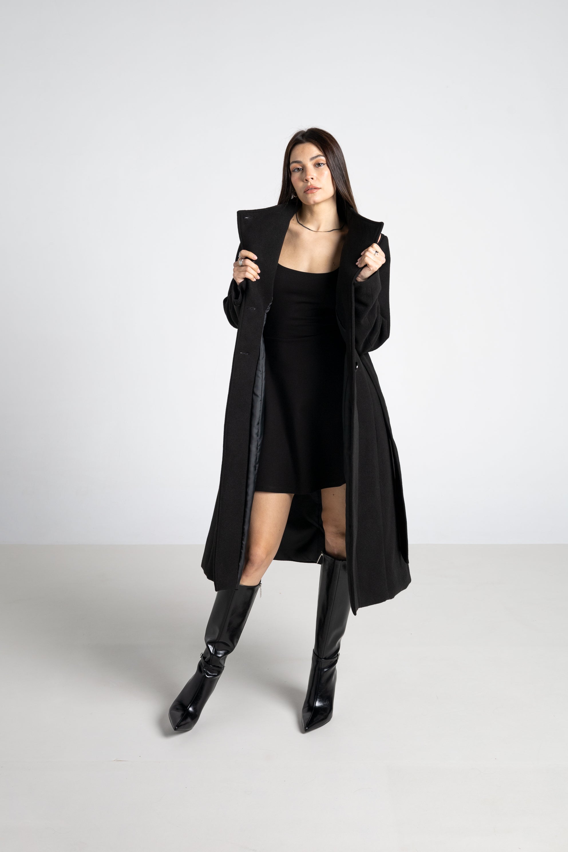 FREE SHIPPING. Classic Crossed Long Coat | Fitted Tailored Cut | Limited Edition