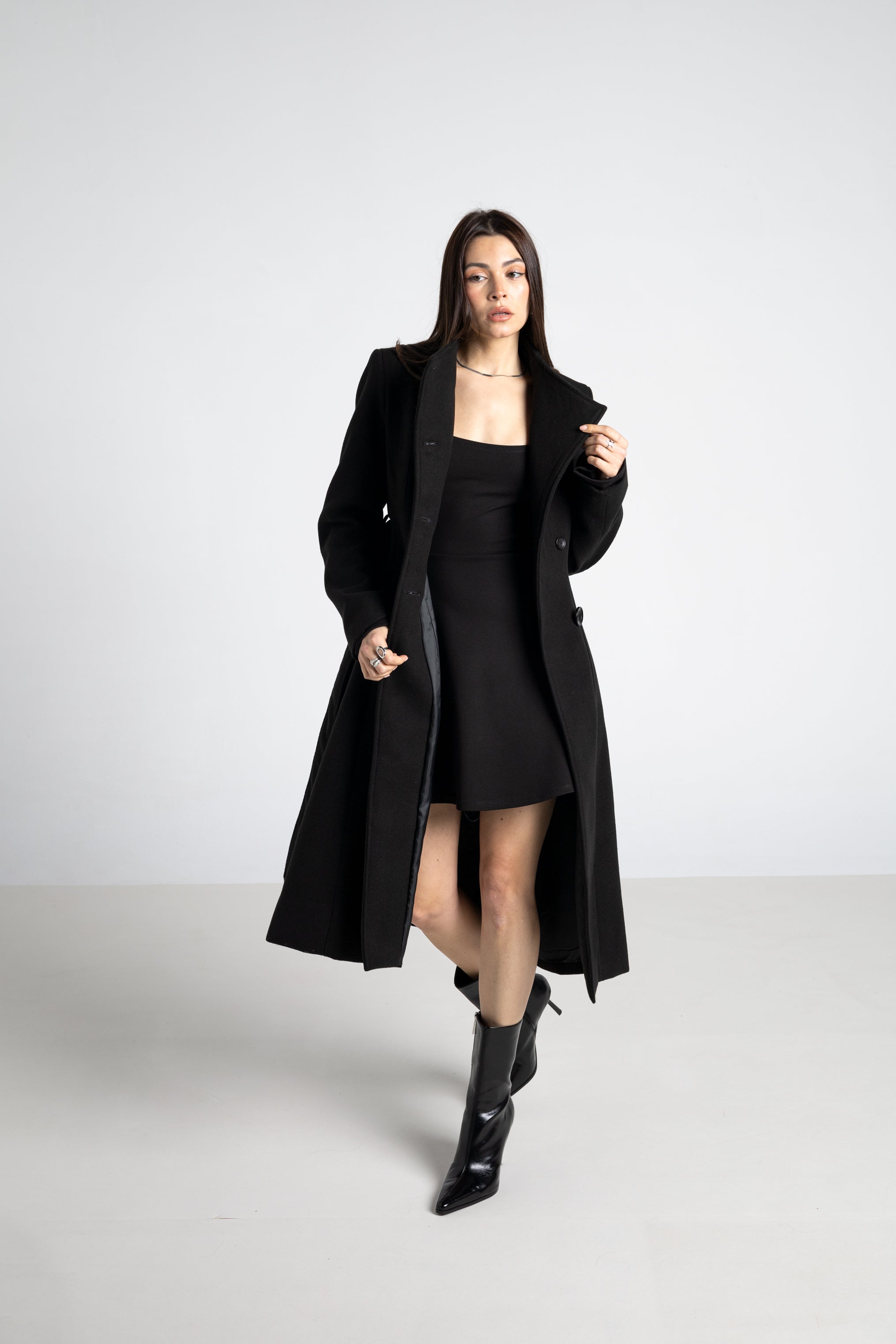 FREE SHIPPING. Classic Crossed Long Coat | Fitted Tailored Cut | Limited Edition