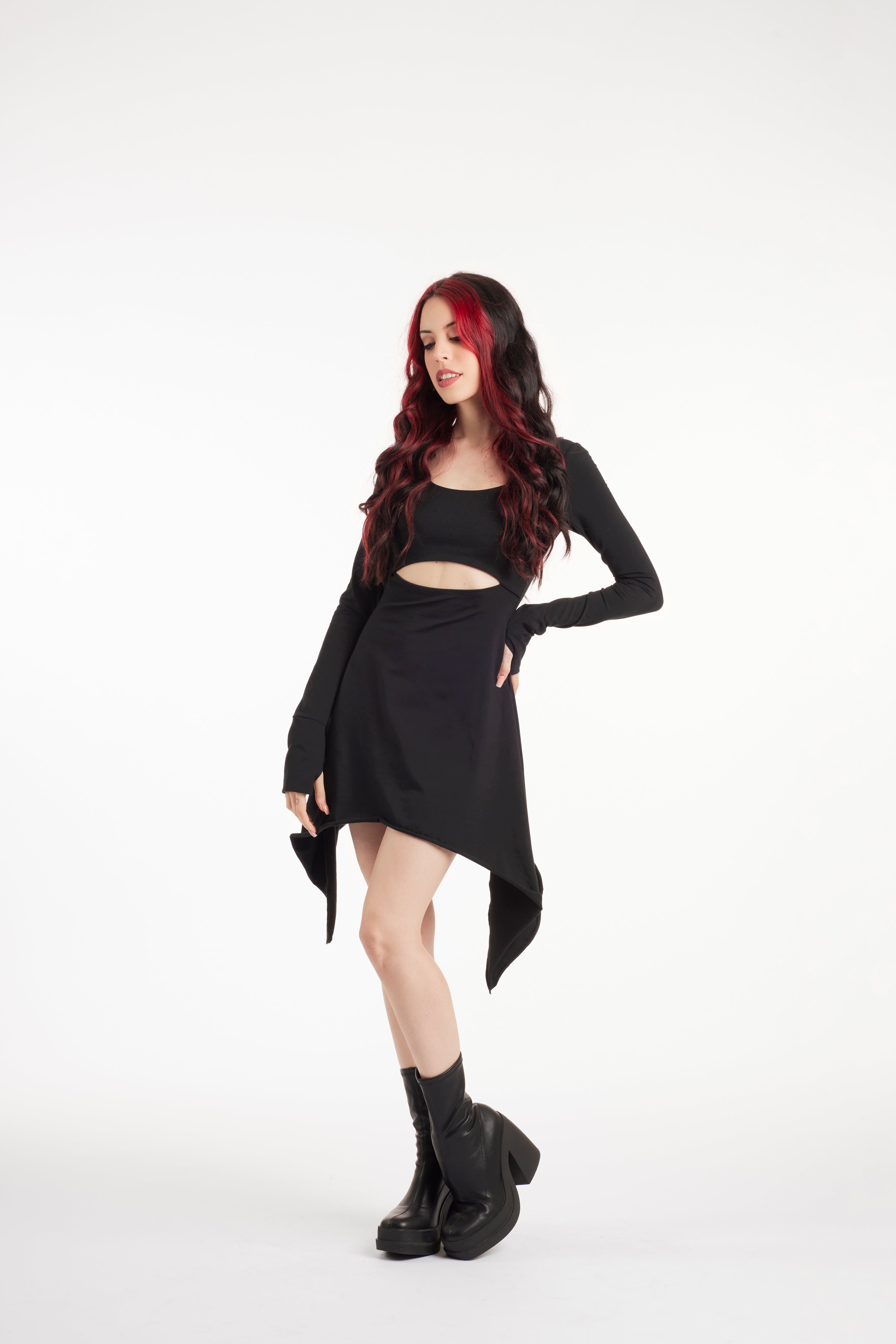 Black Asymmetrical Fairy Tunic Dress | Organic Cotton Boho Pixie Tunic (Copia)