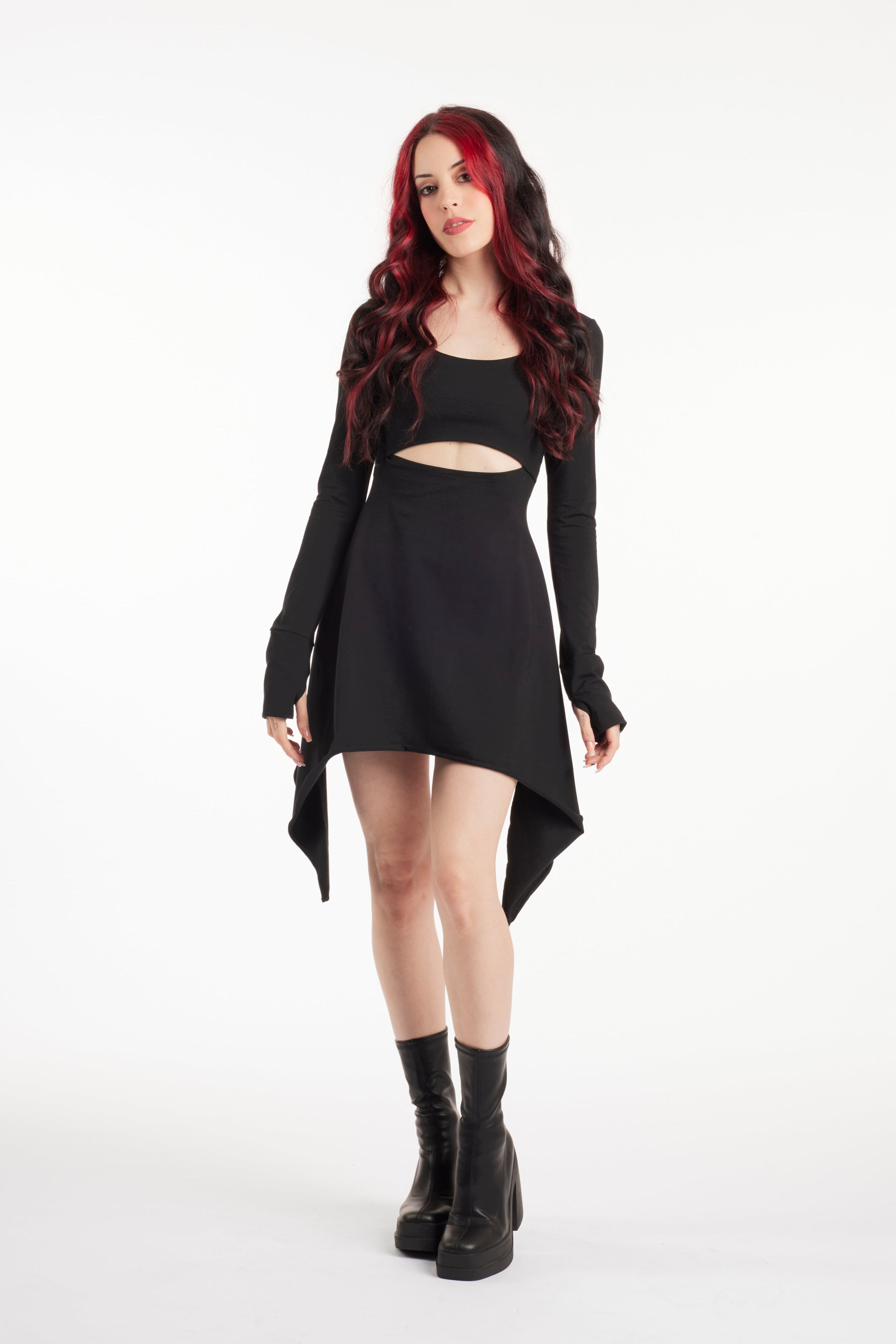 Black Asymmetrical Fairy Tunic Dress | Organic Cotton Boho Pixie Tunic (Copia)