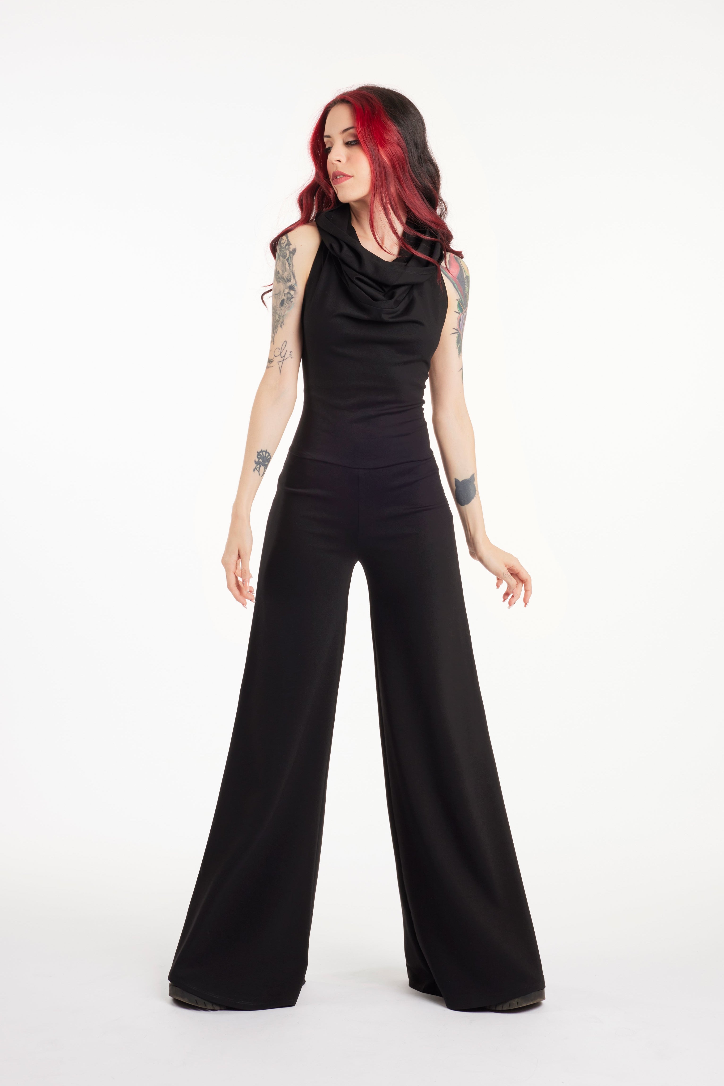 Backless hooded wide leg jumpsuit