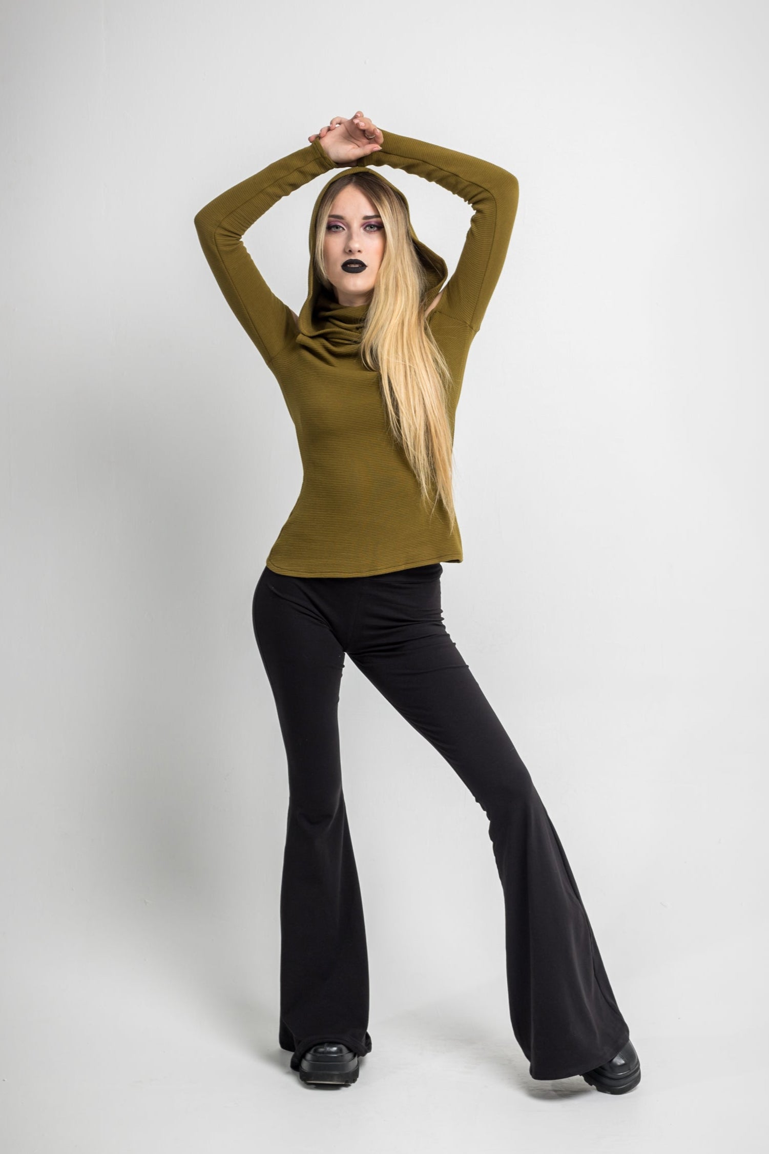 Lime green Elven Hoodie with Face Mask sweater