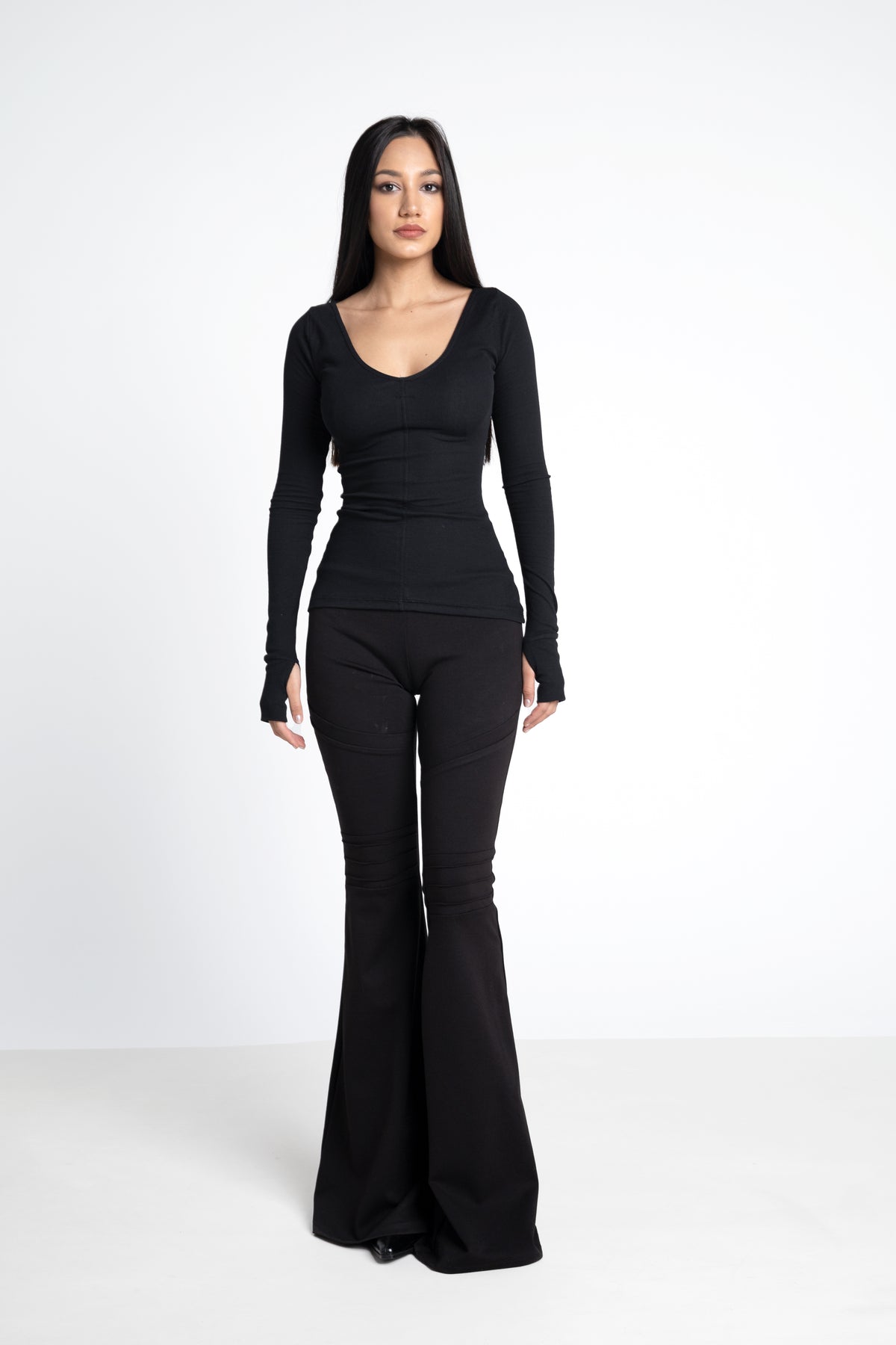 Flare bottoms with front pockets